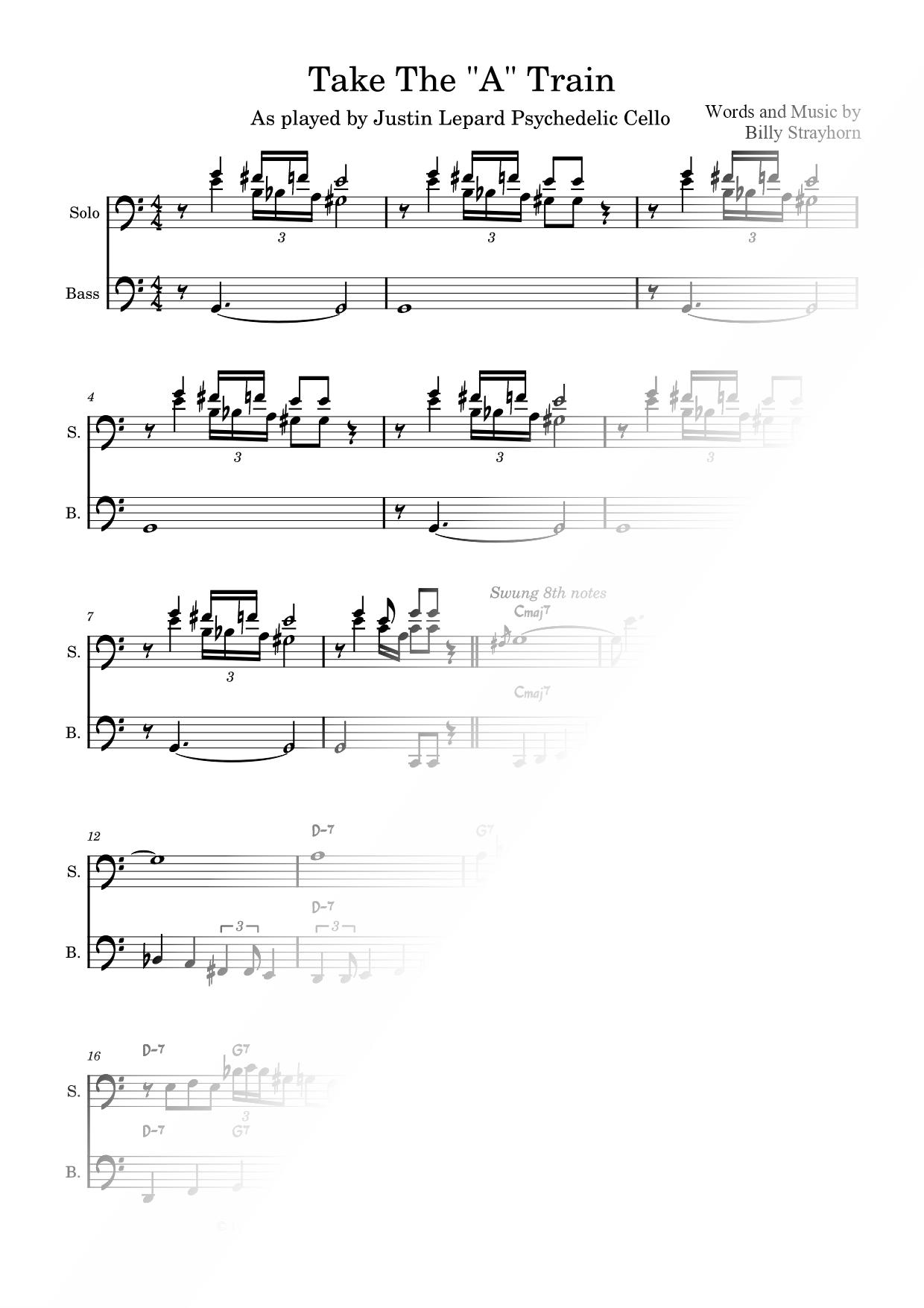 Take the 'A' Train - Cello Duet