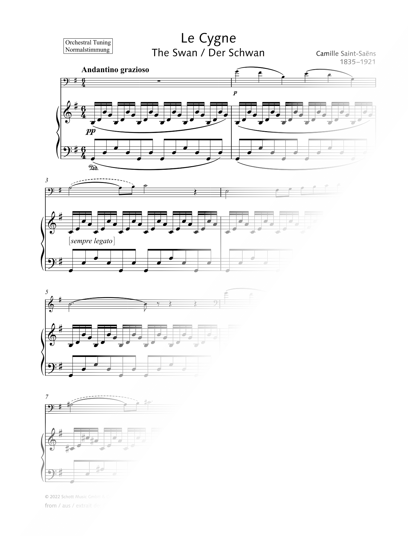 The Swan (Le Cygne) - Double Bass & Piano