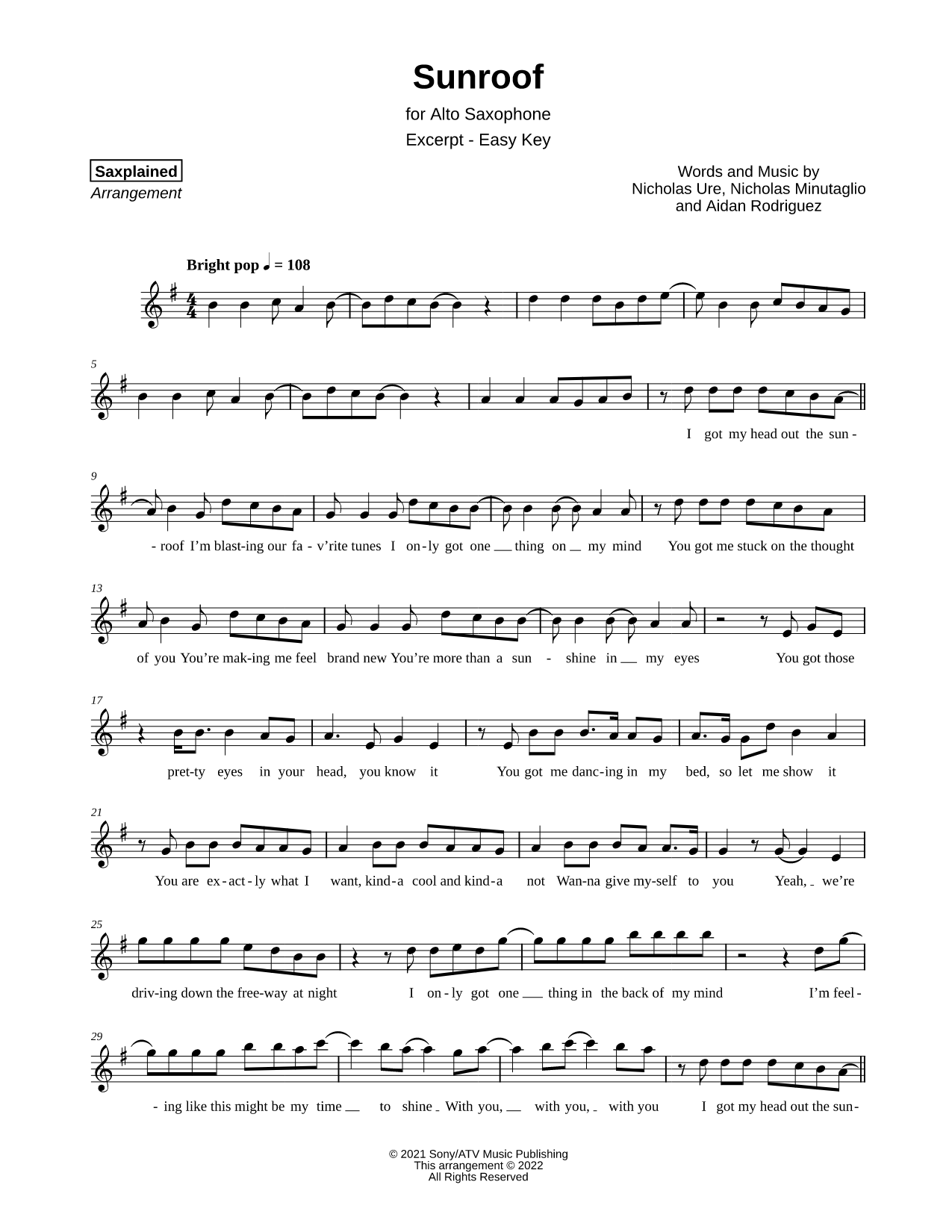 Sunroof [excerpt - easy]