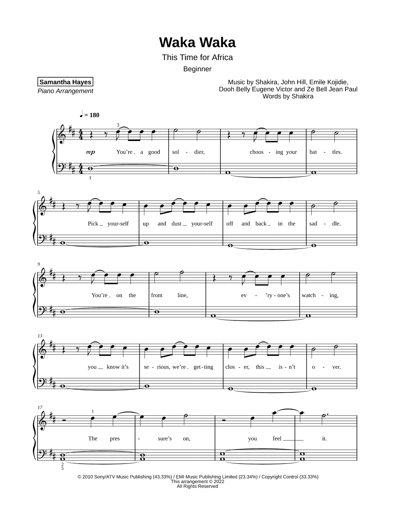 Waka Waka (This Time for Africa) [beginner]