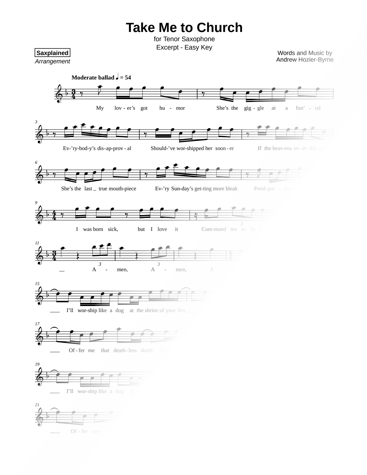 Take Me to Church [excerpt - easy]