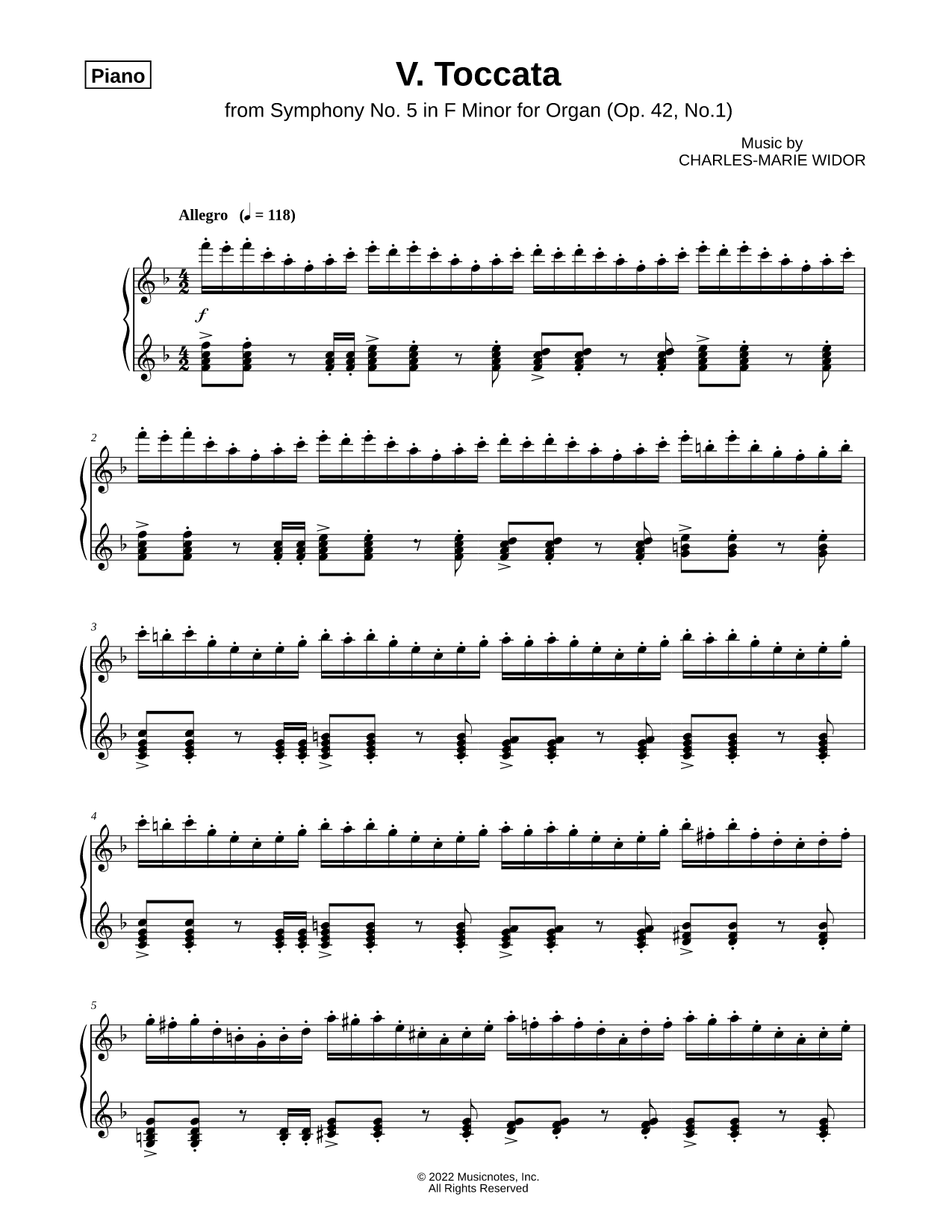 Organ Symphony Op. 42, No. 1: V. Toccata