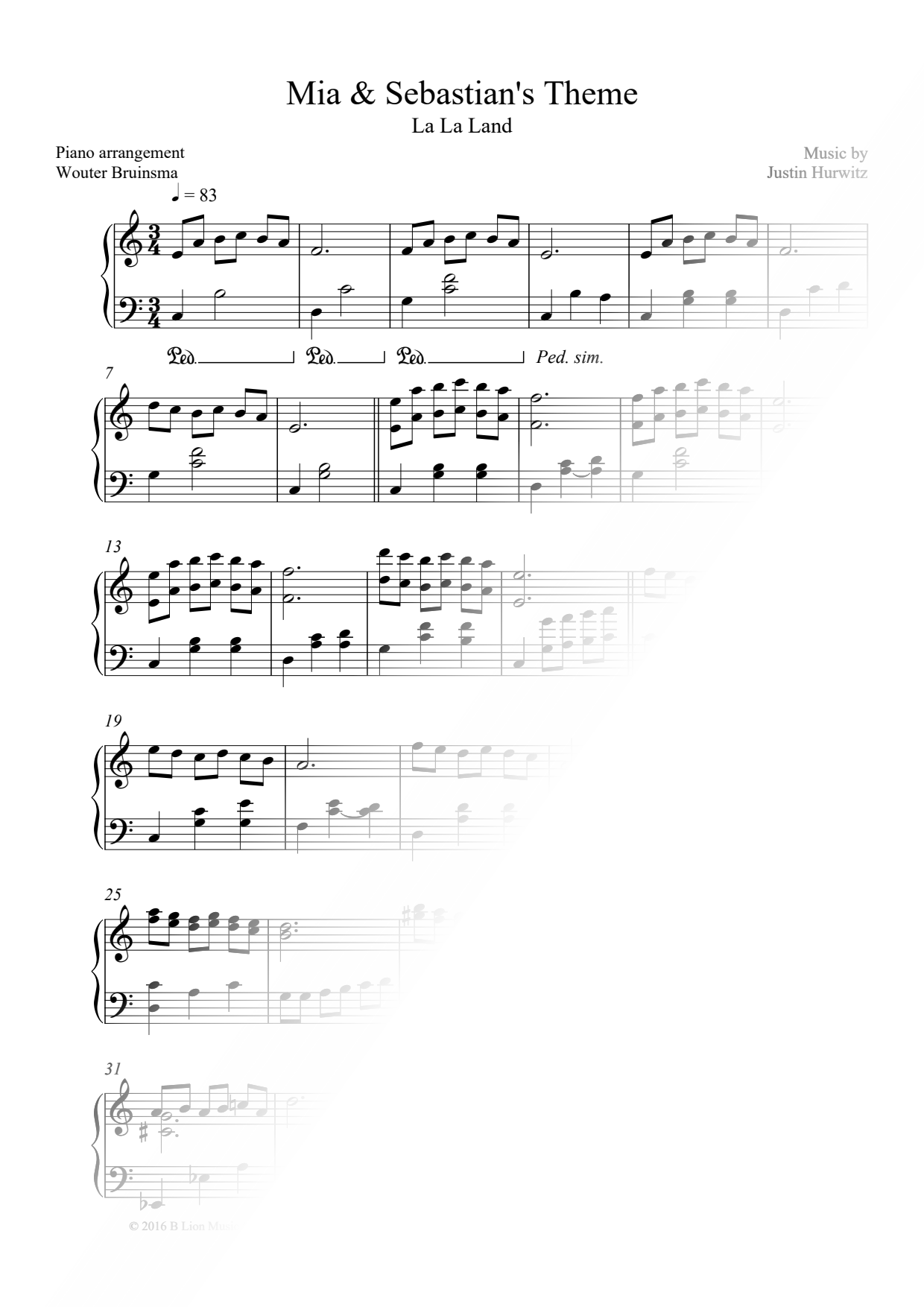 Mia & Sebastian's Theme [2 hands]