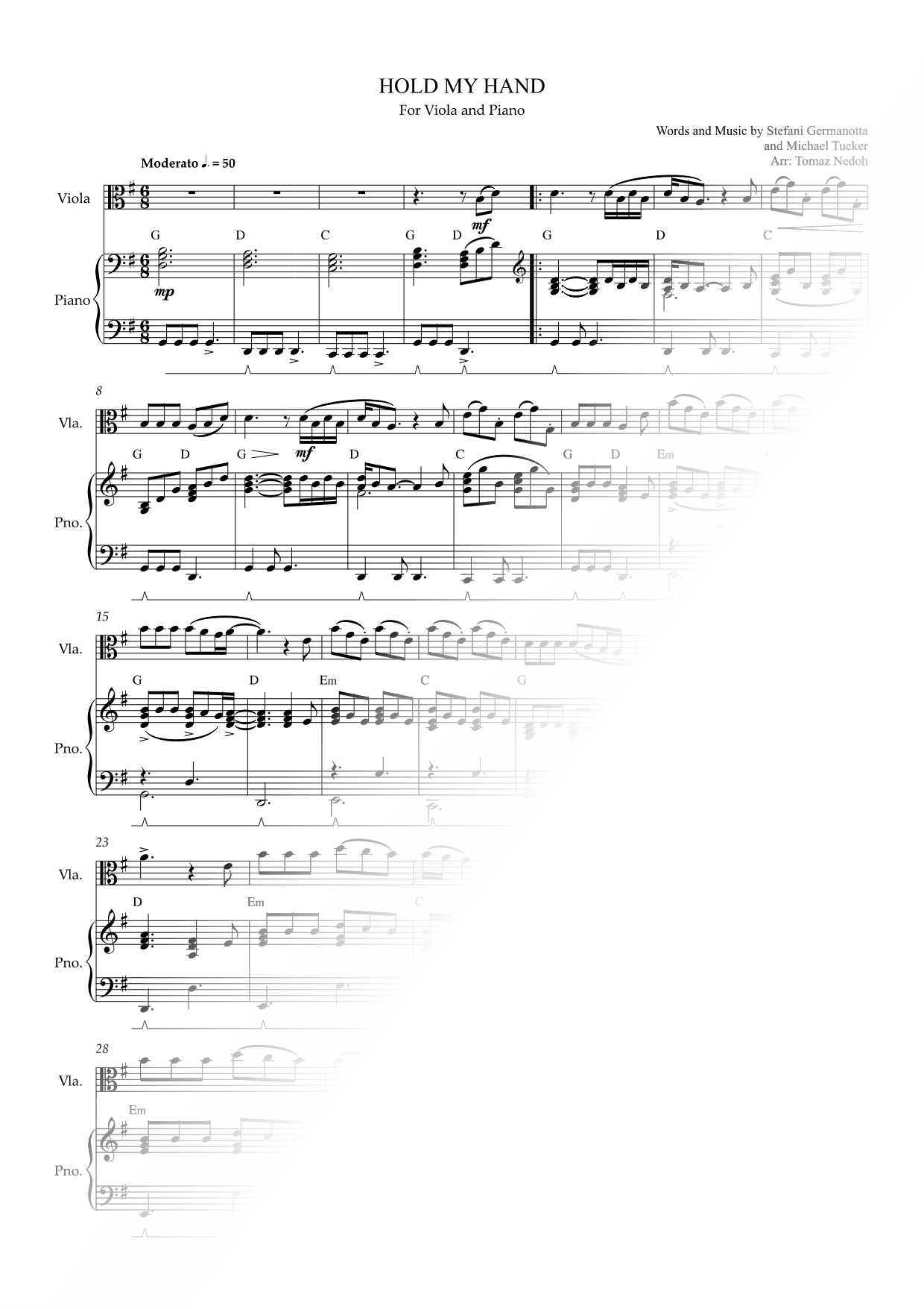 Hold My Hand - Viola & Piano