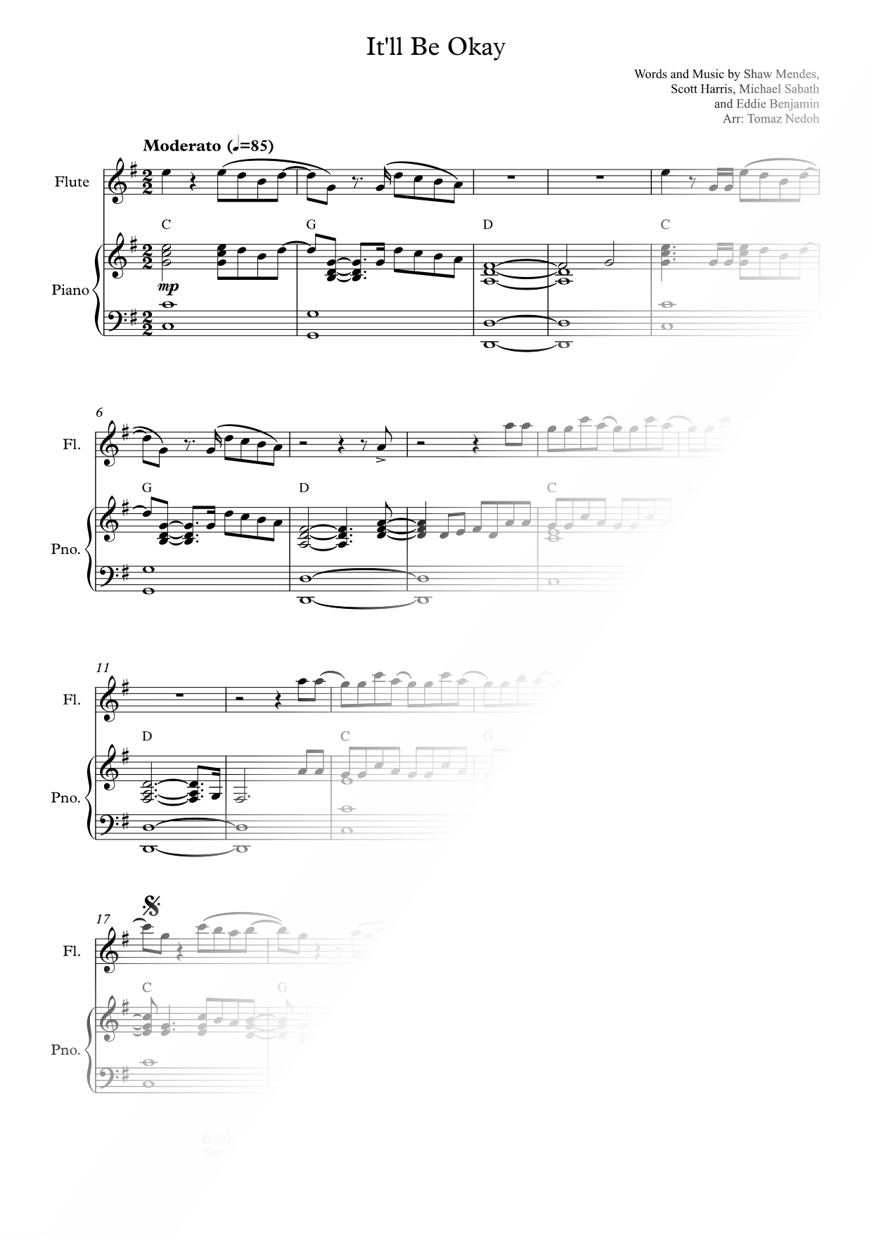 It'll Be Okay - C Instrument & Piano
