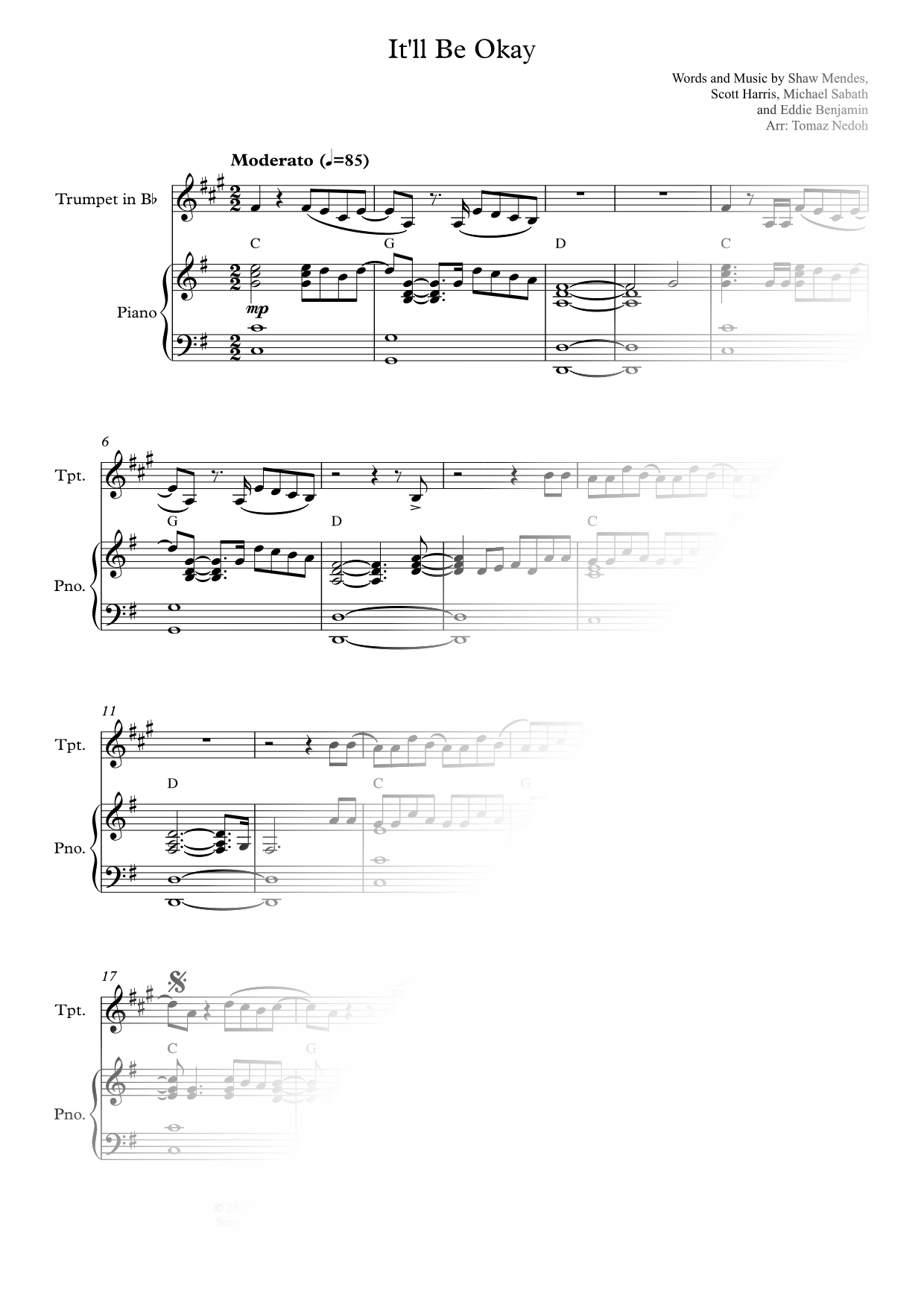 It'll Be Okay - Bb Instrument & Piano
