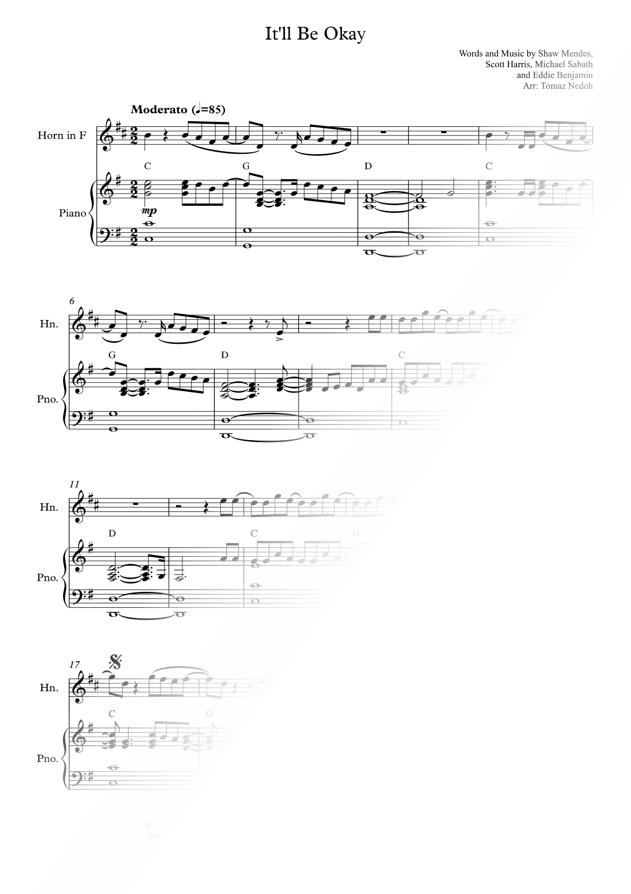 It'll Be Okay - F Instrument & Piano
