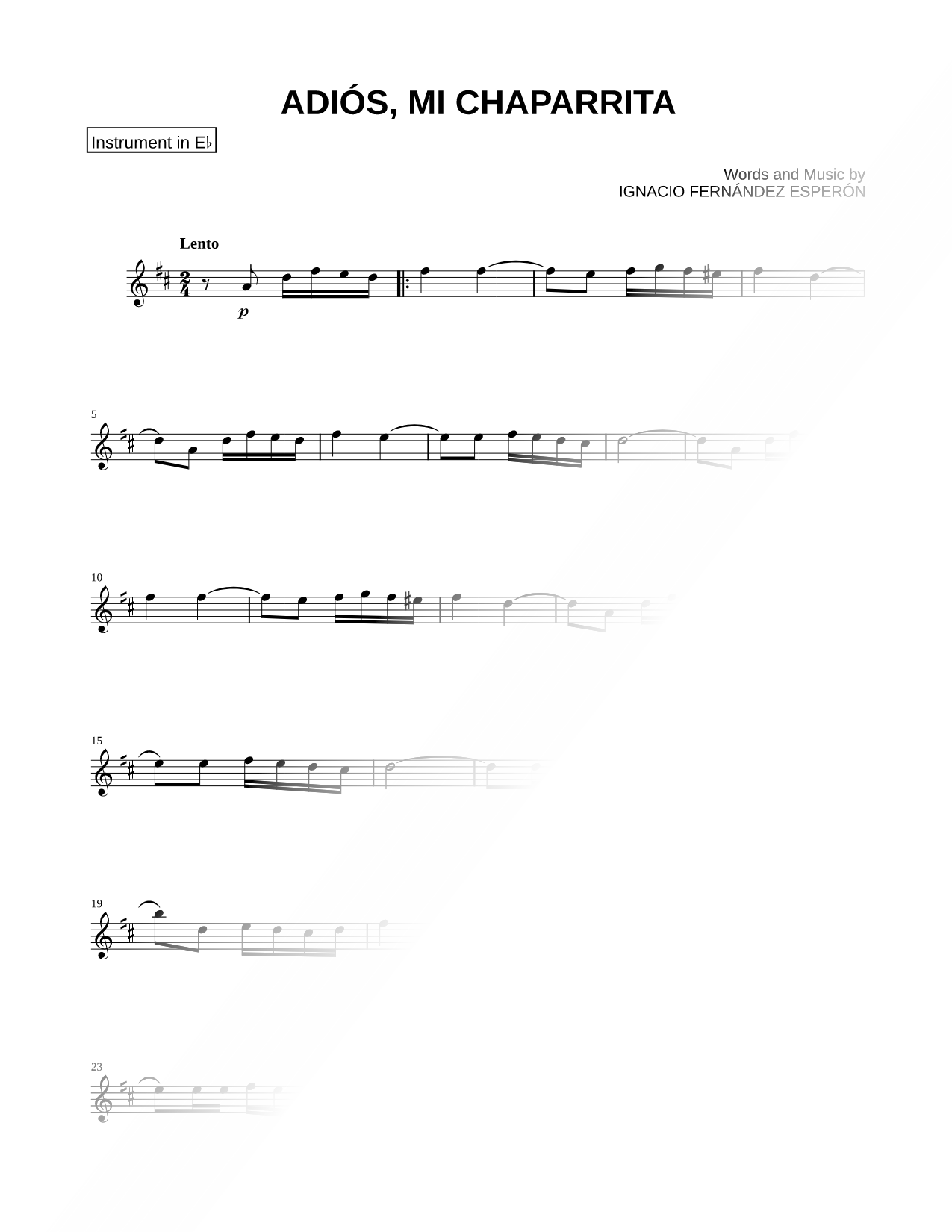 Adios, mi chaparrita - Eb Instrument