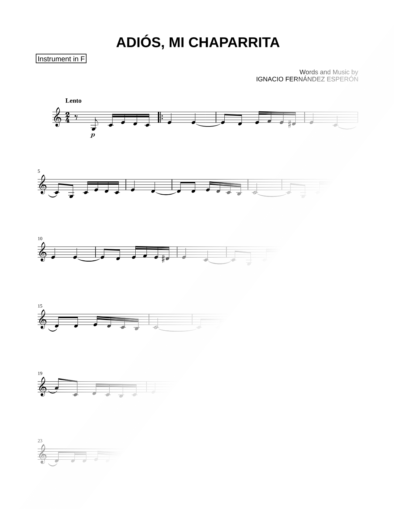 Adios, mi chaparrita - F Instrument
