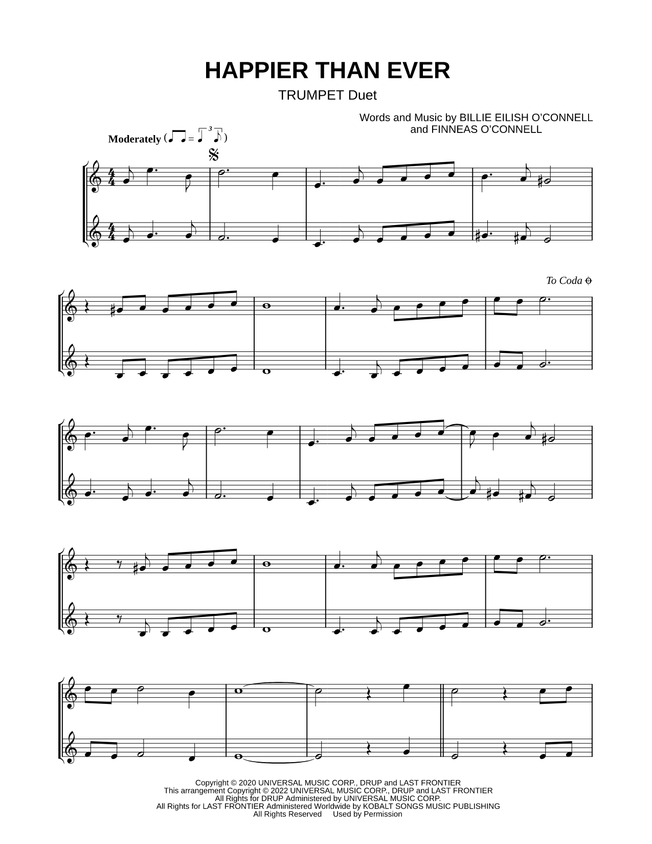 Happier Than Ever - Trumpet Duet