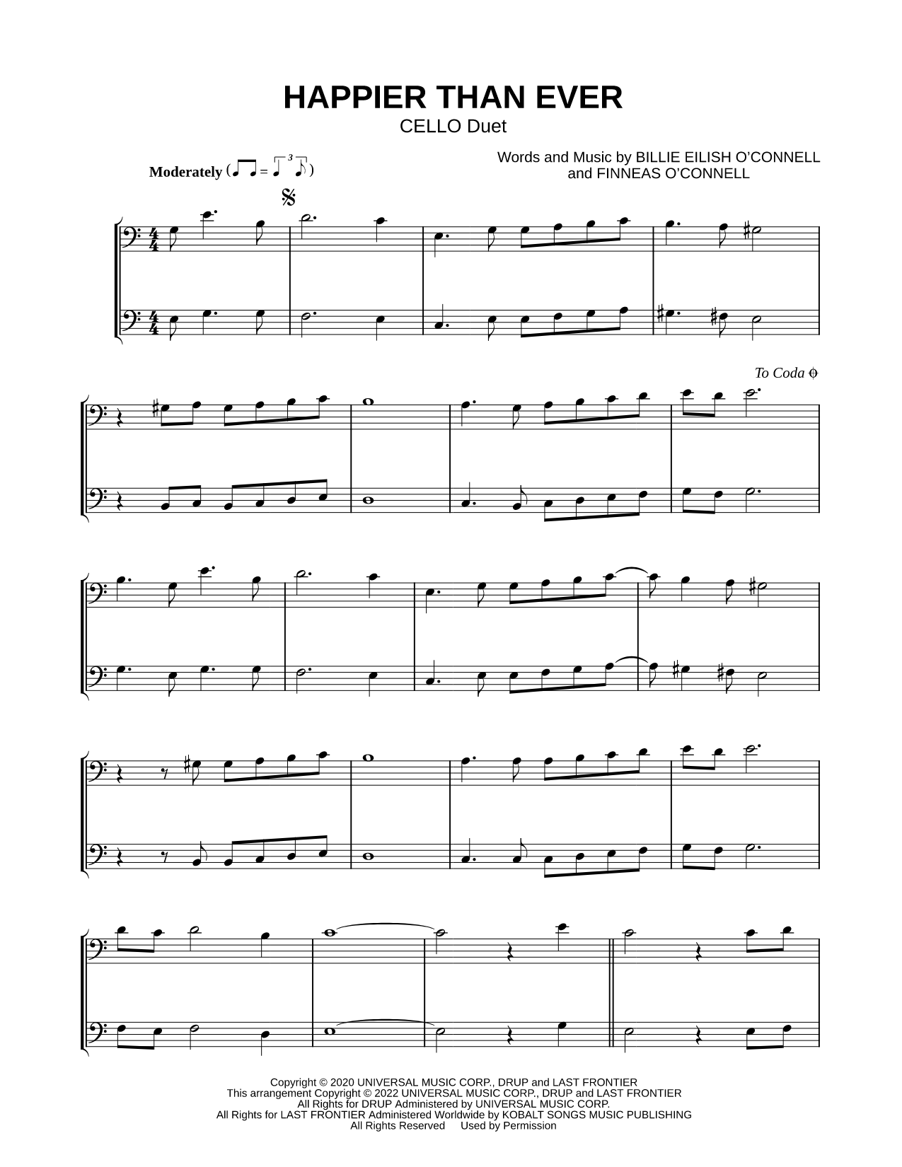 Happier Than Ever - Cello Duet