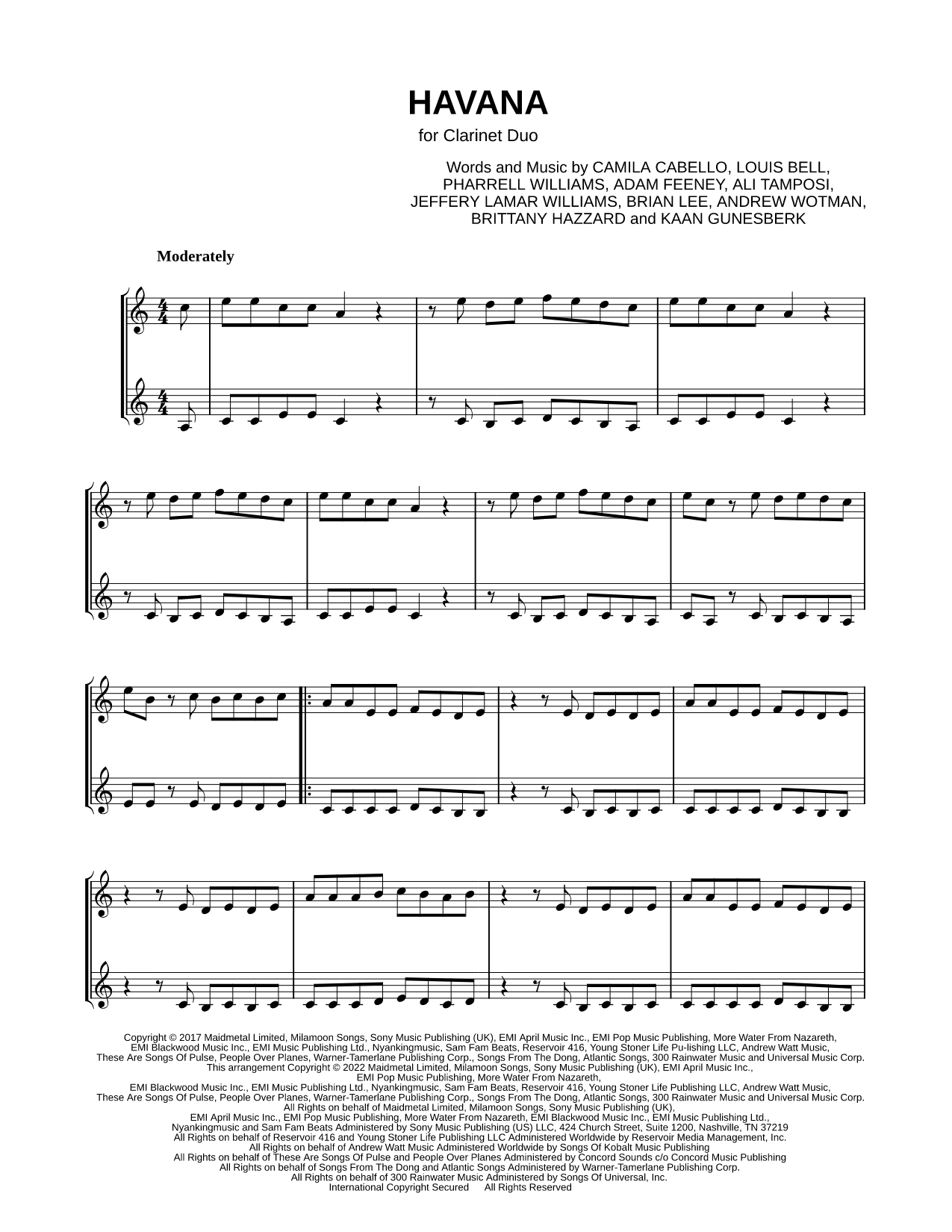 Havana - Clarinet Duet