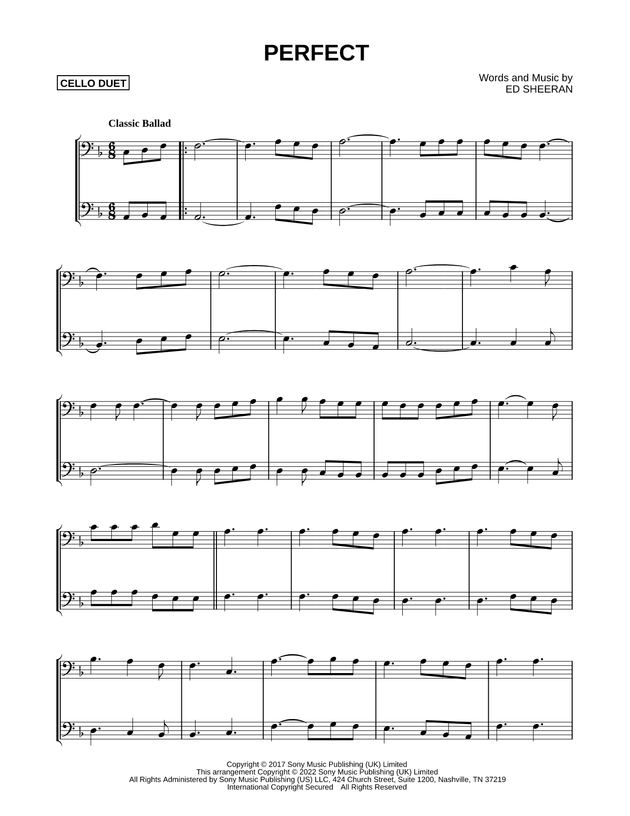Perfect - Cello Duet