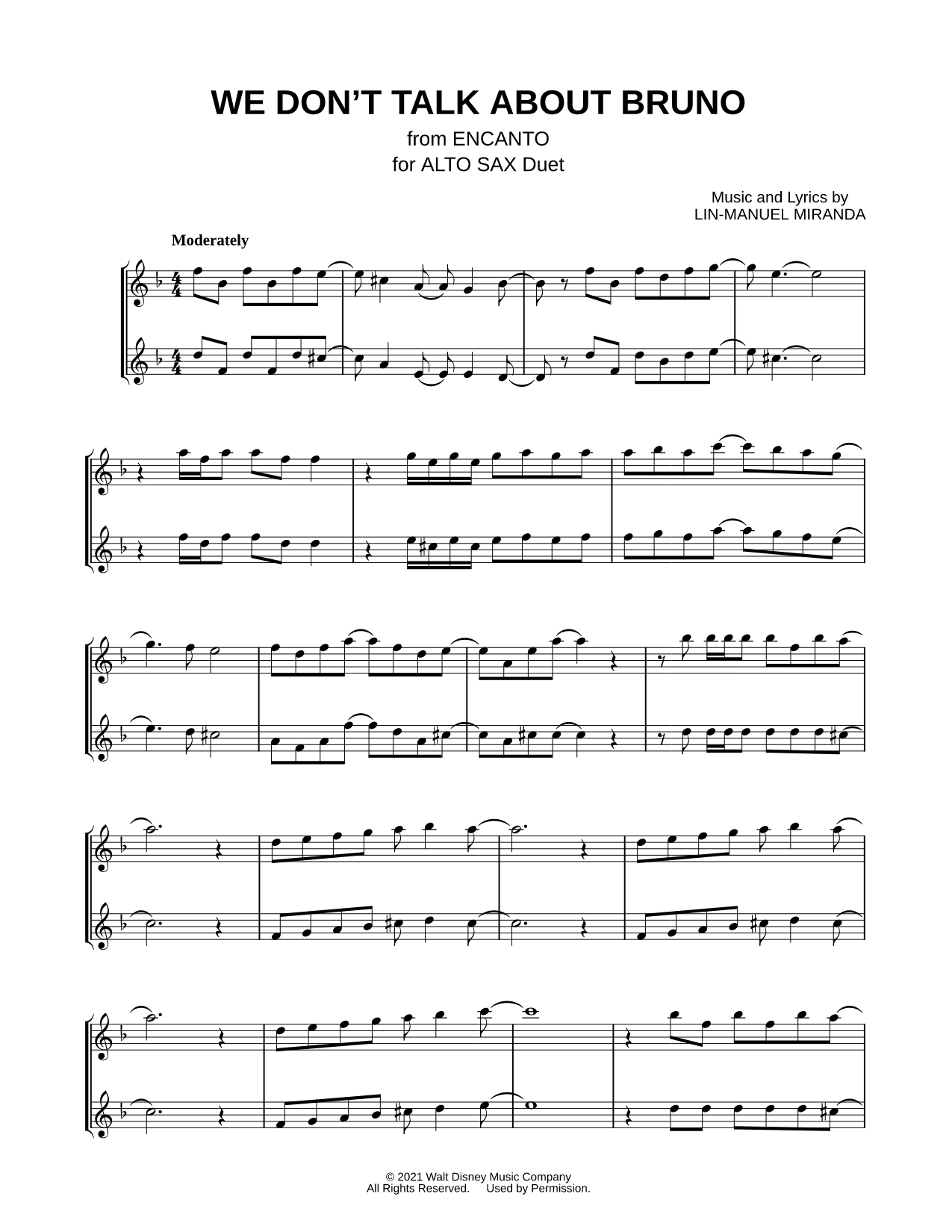 We Don't Talk About Bruno - Alto Saxophone Duet