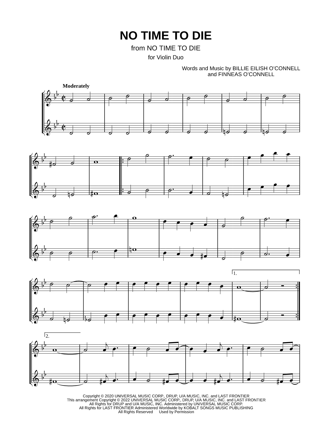 No Time to Die - Violin Duet