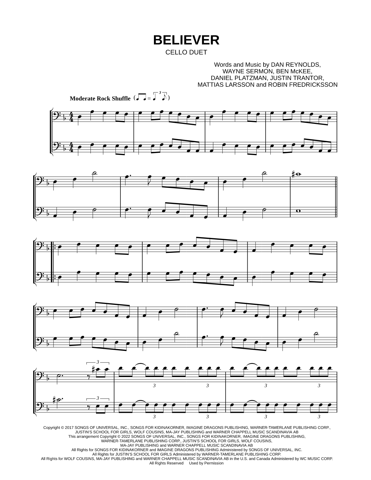 Believer - Cello Duet
