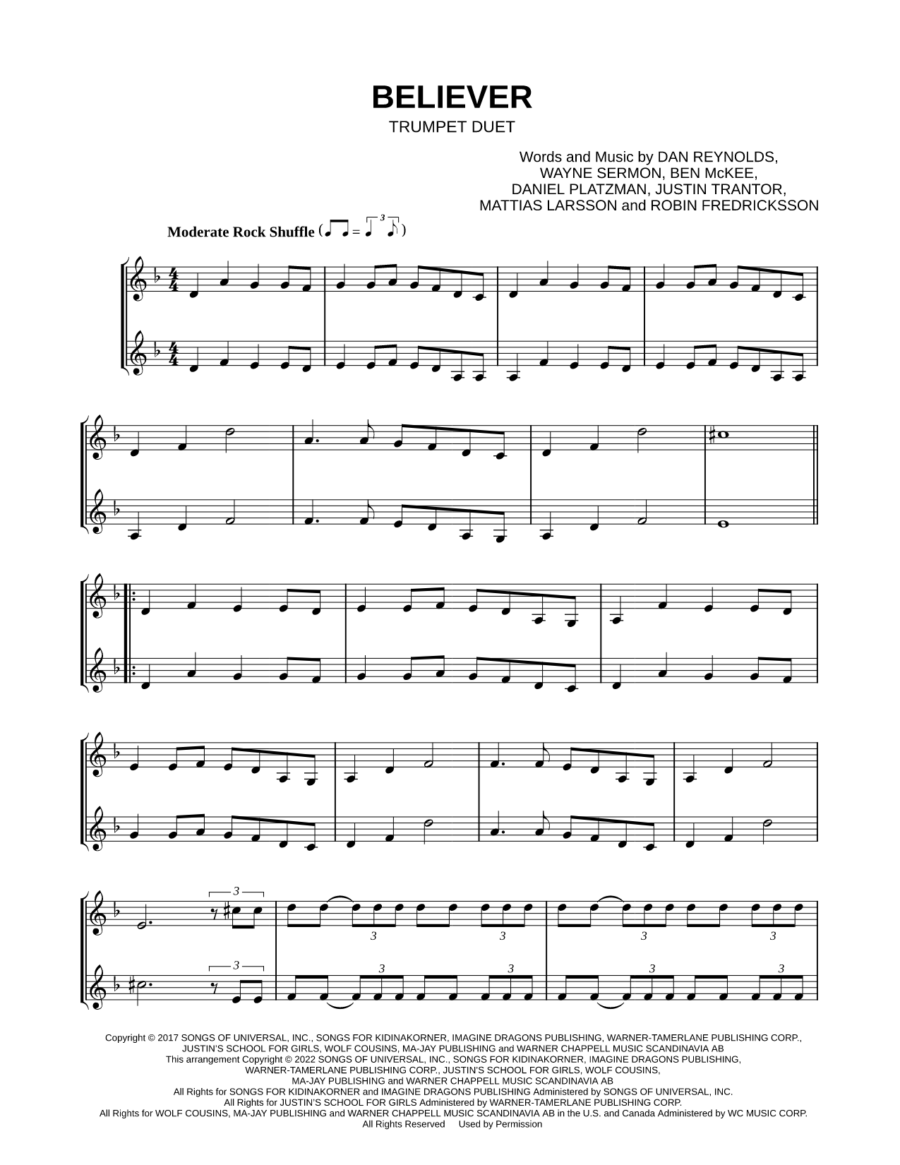 Believer - Trumpet Duet