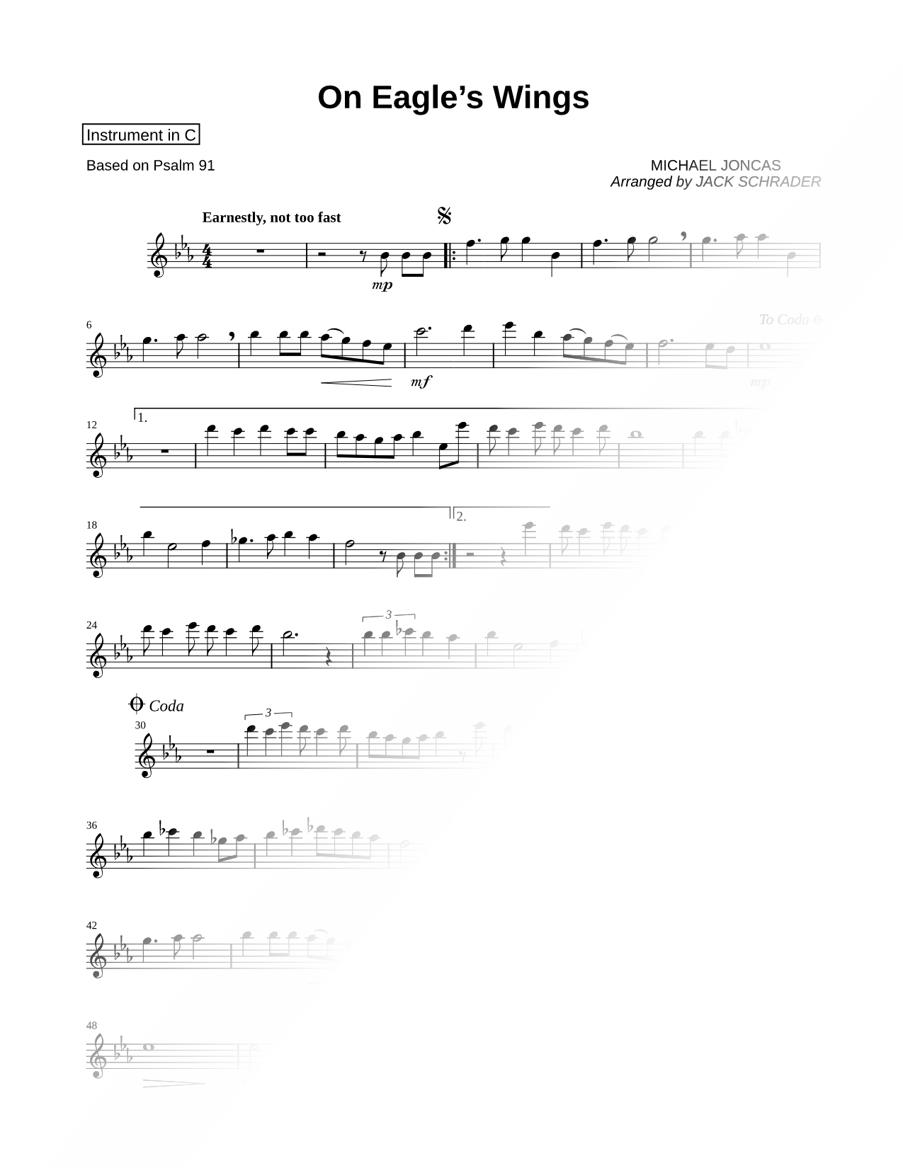 On Eagle's Wings - C Instrument