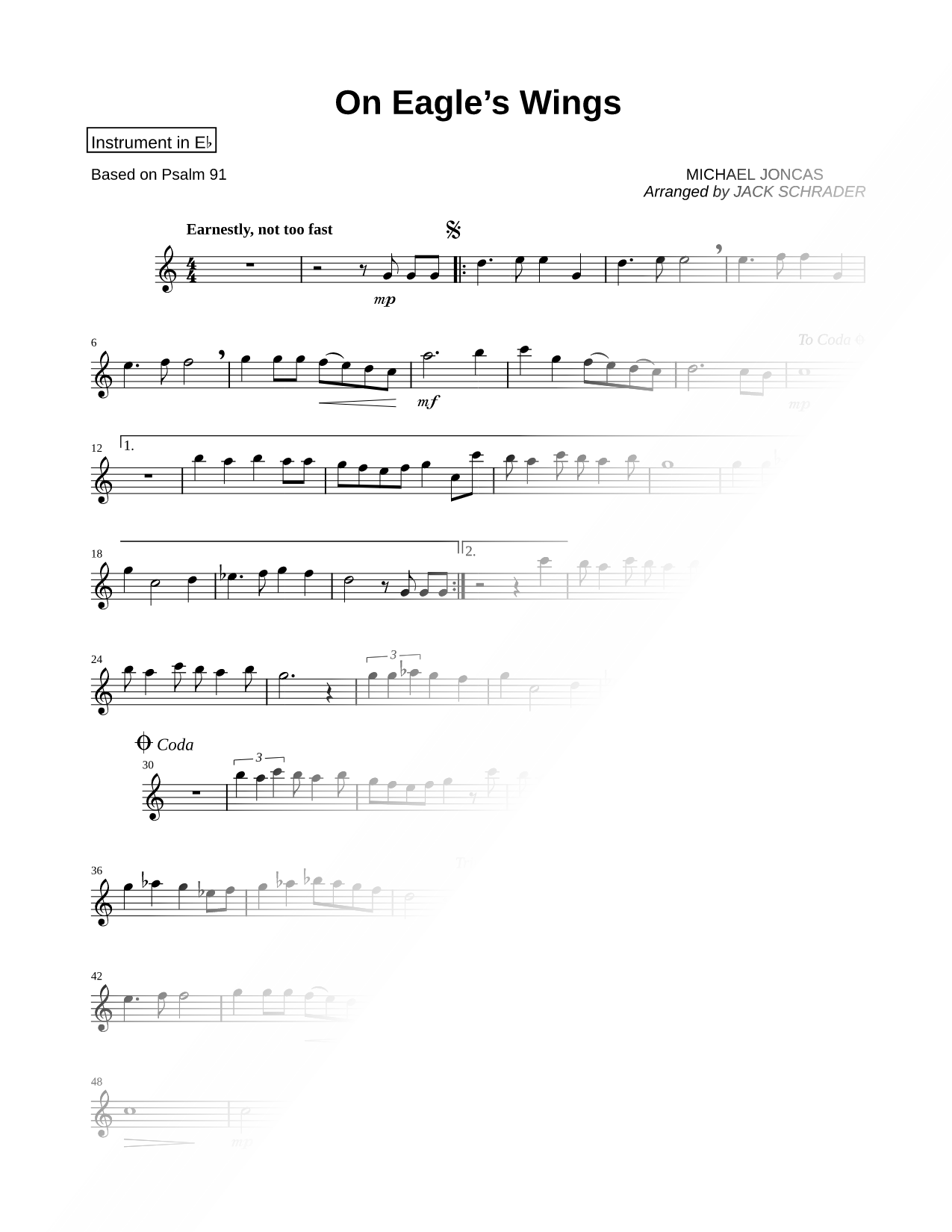 On Eagle's Wings - Eb Instrument