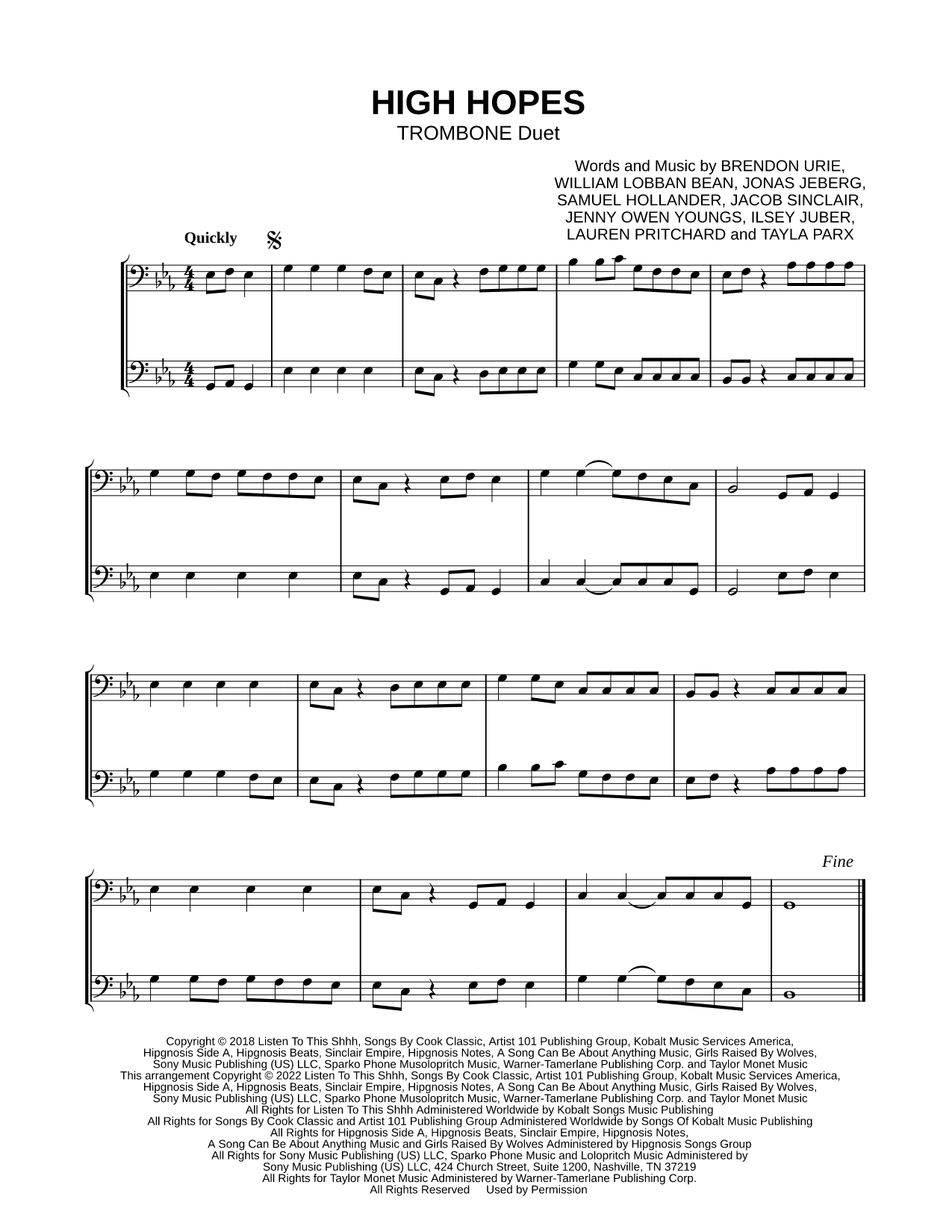 High Hopes - Trombone Duet