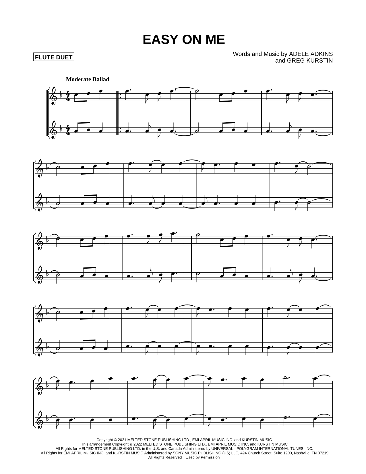 Easy on Me - Flute Duet