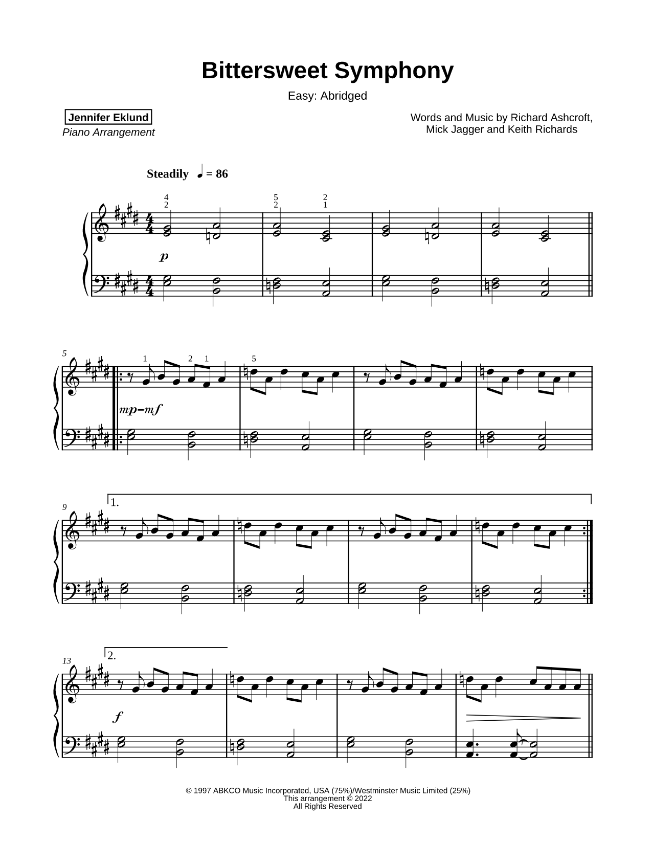 Bittersweet Symphony [easy - abridged]