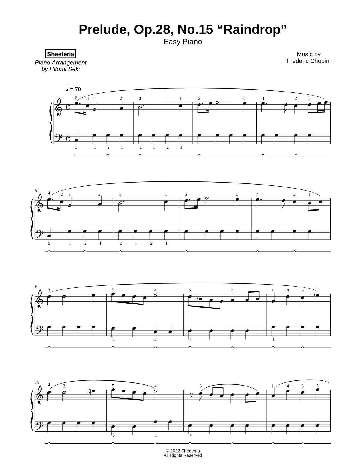 Prelude, Op.28, No.15 (Raindrop Prelude) [easy]