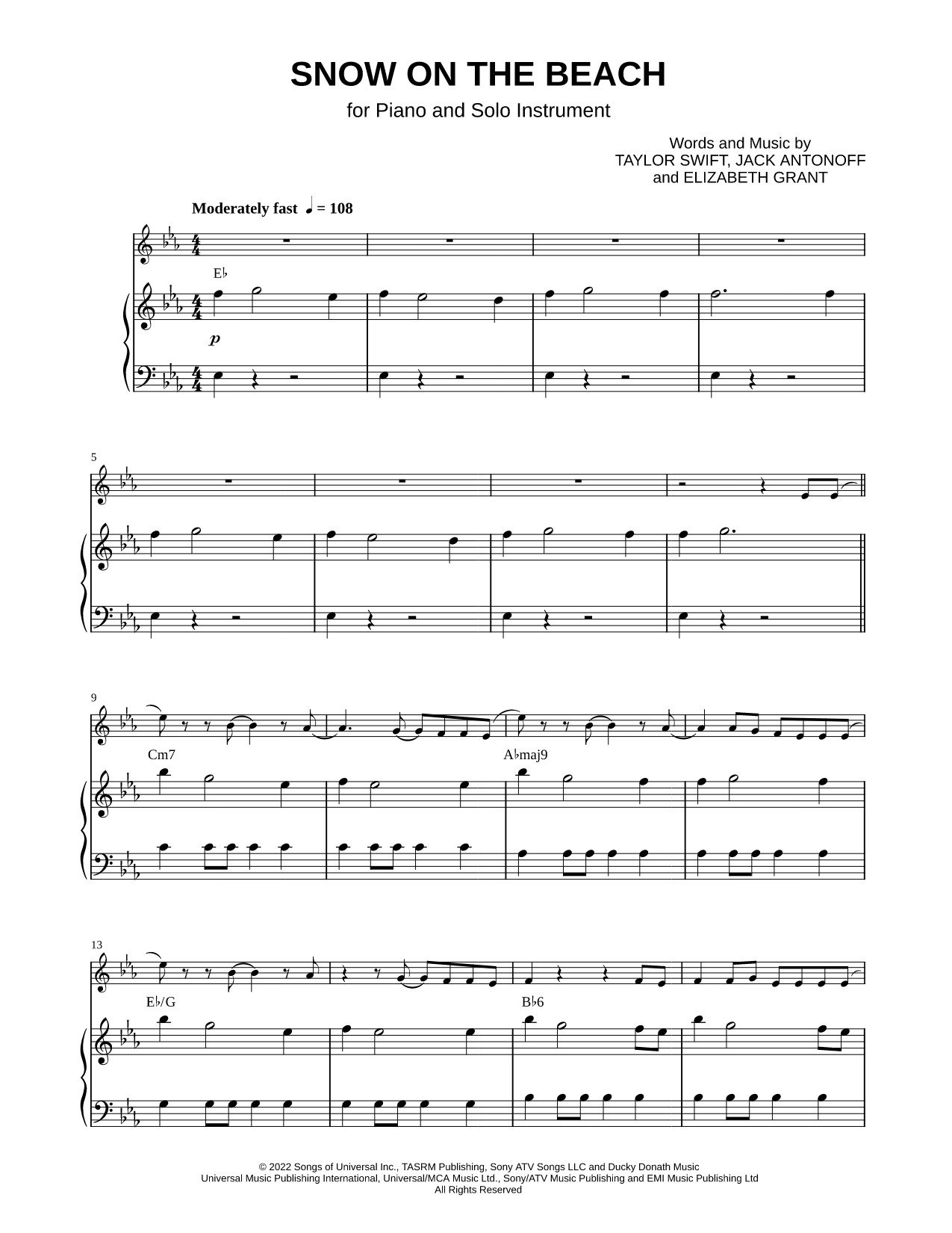 Snow on the Beach - Piano Accompaniment