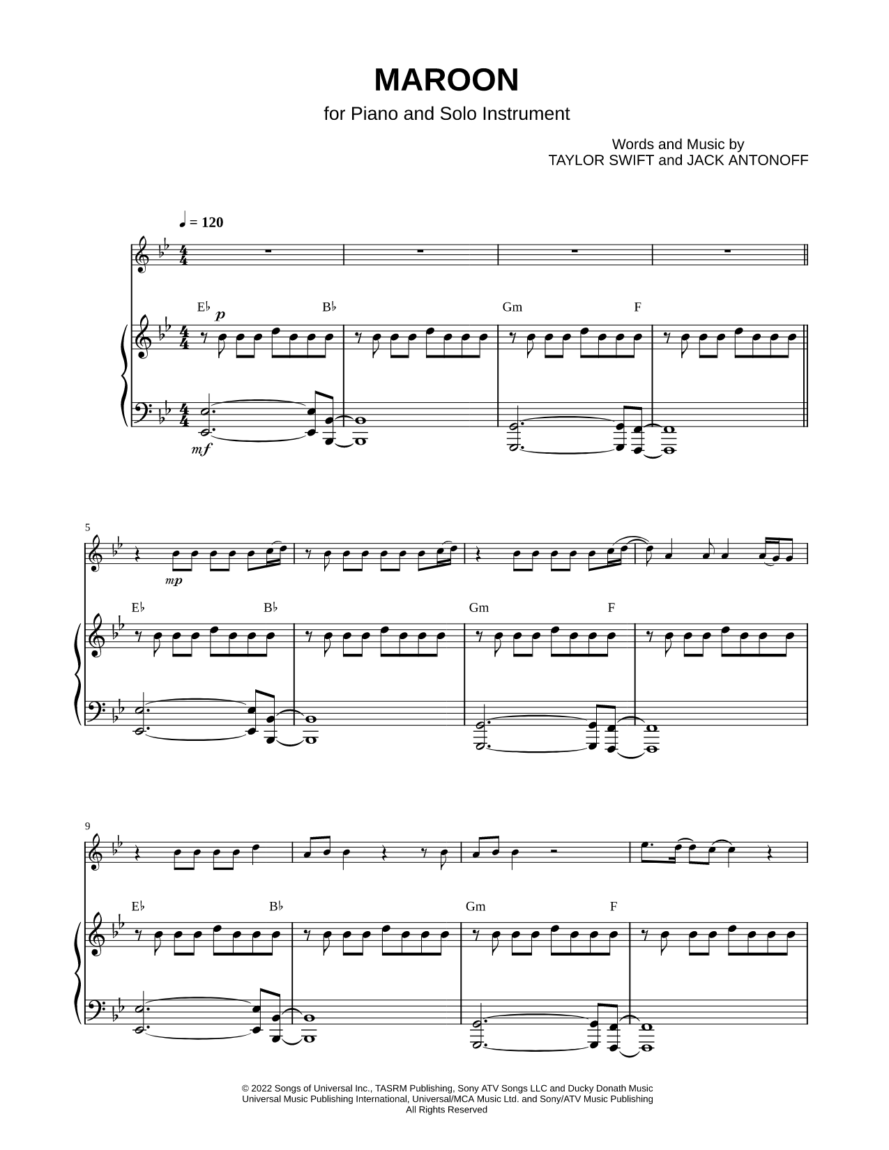 Maroon - Piano Accompaniment
