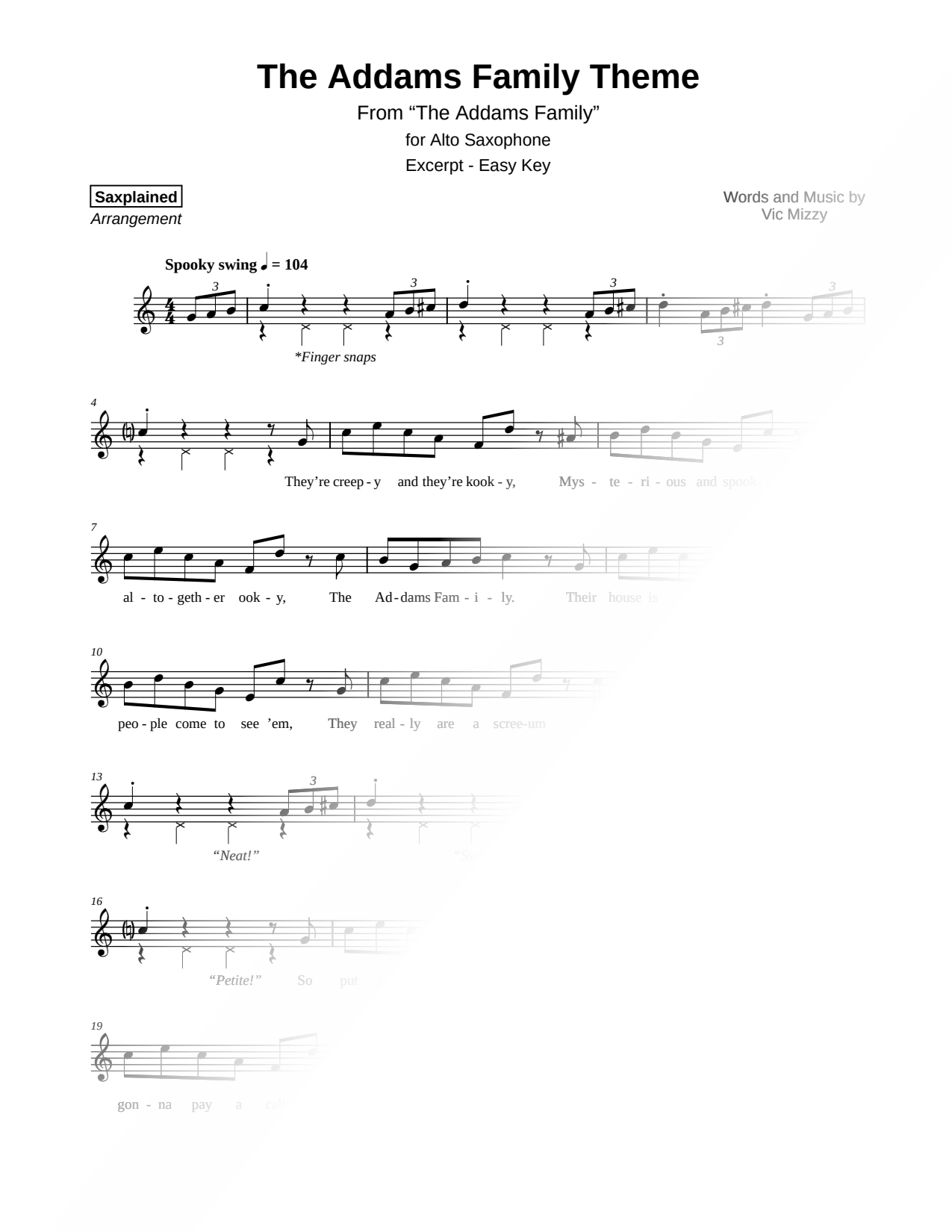 The Addams Family Theme [excerpt - easy]