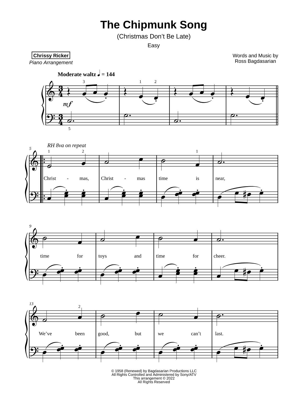 The Chipmunk Song [easy]