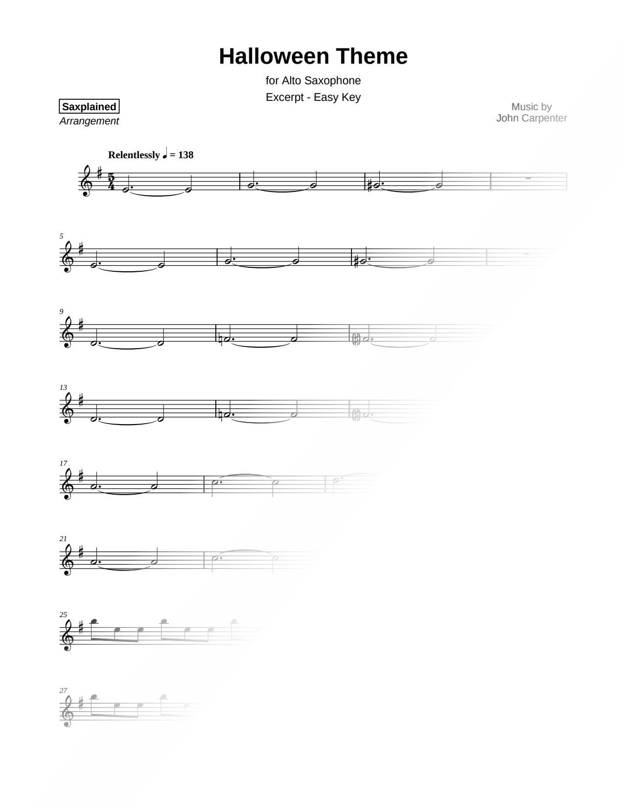 Halloween (Main Theme) [excerpt - easy]