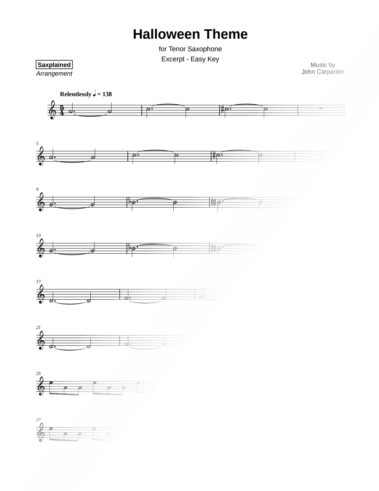 Halloween (Main Theme) [excerpt - easy]
