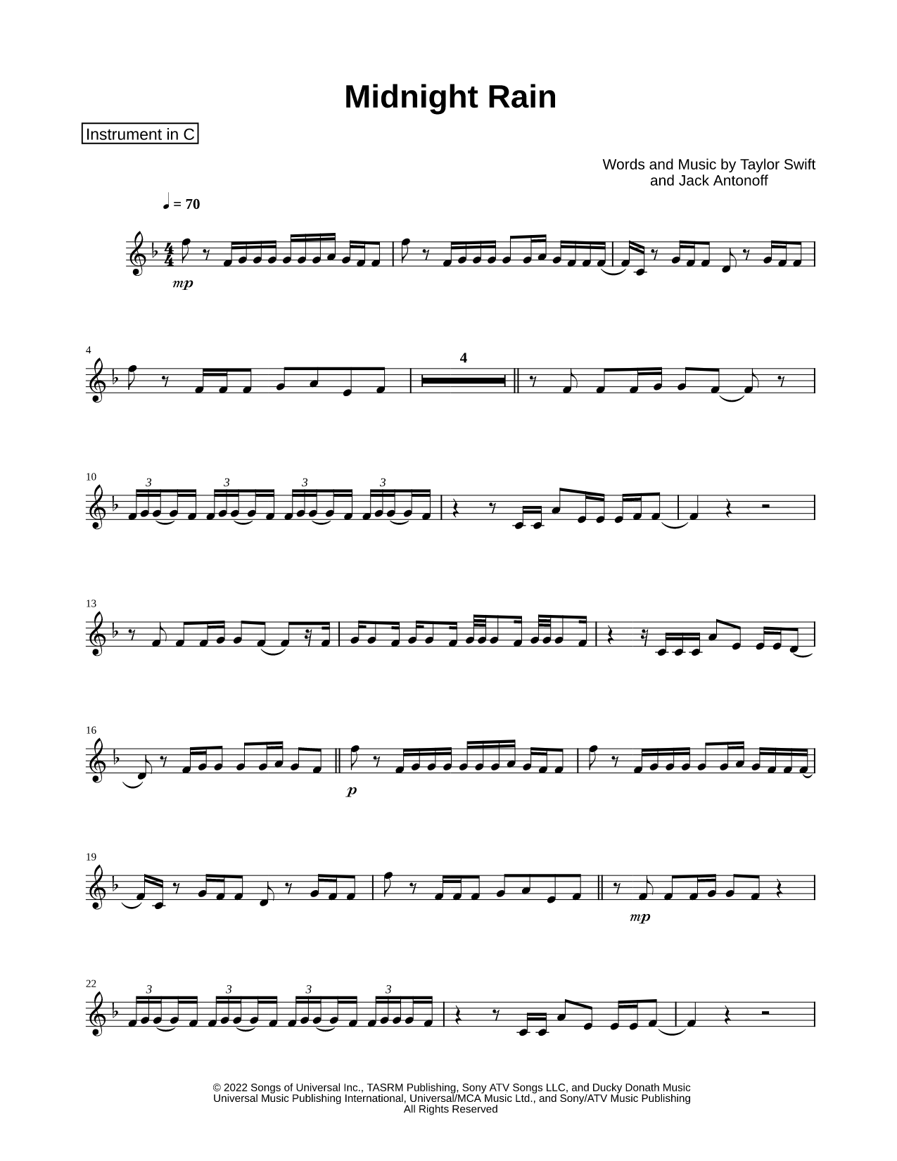 Midnight Rain - C Instrument