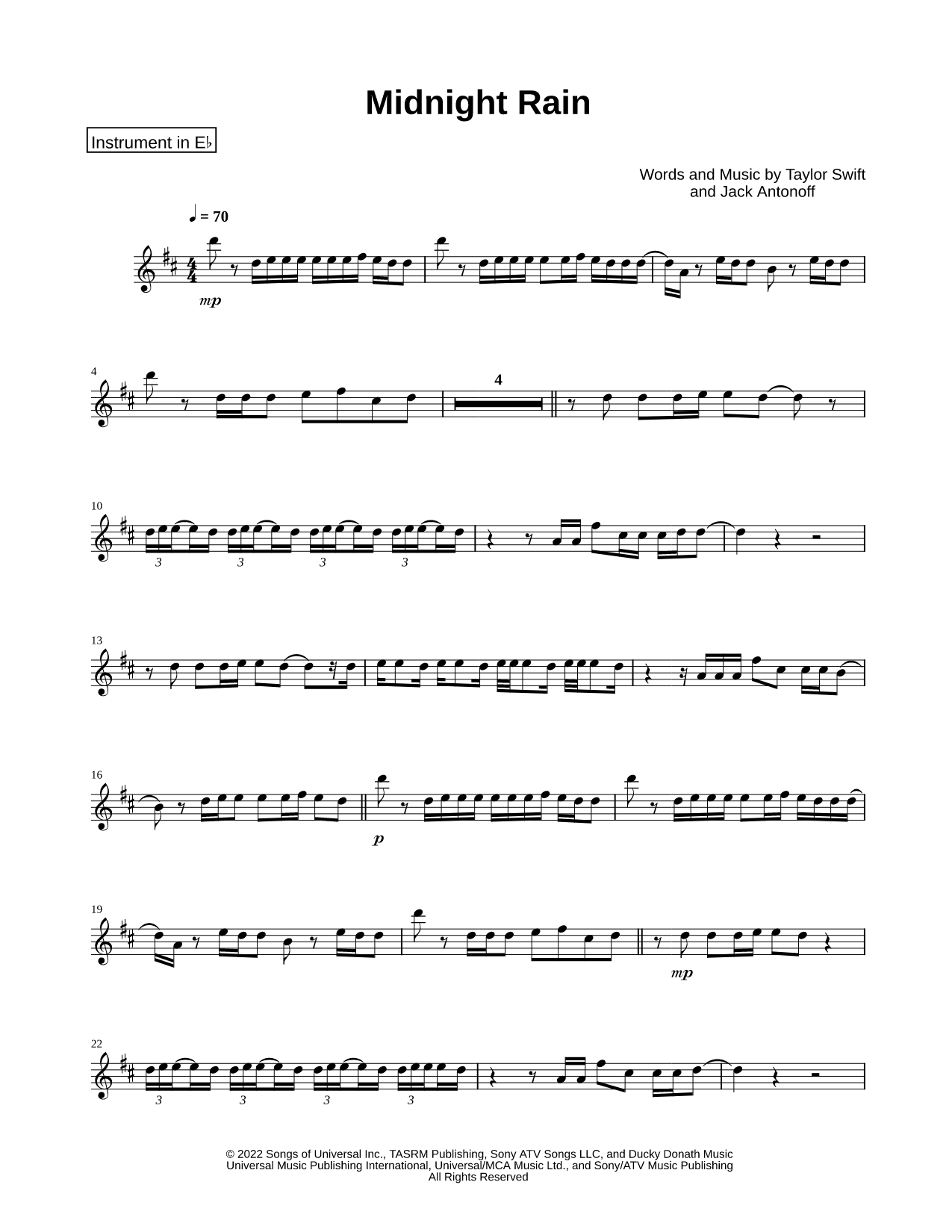 Midnight Rain - Eb Instrument