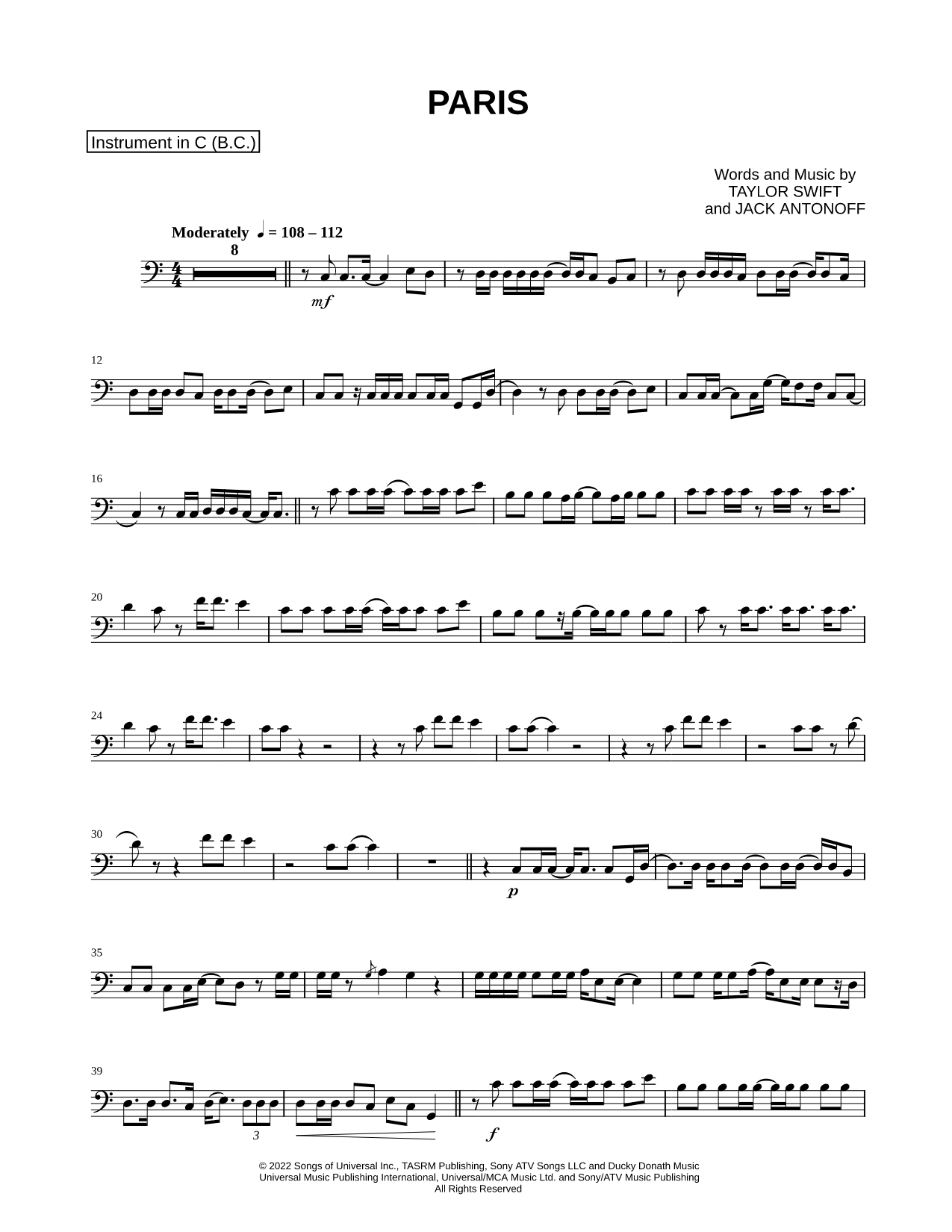 Paris - Bass Clef Instrument