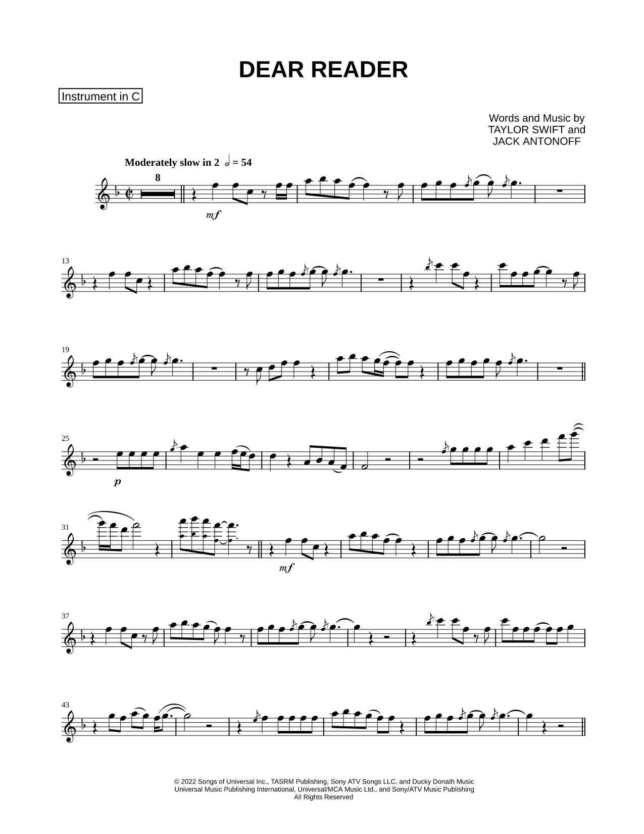Dear Reader - C Instrument