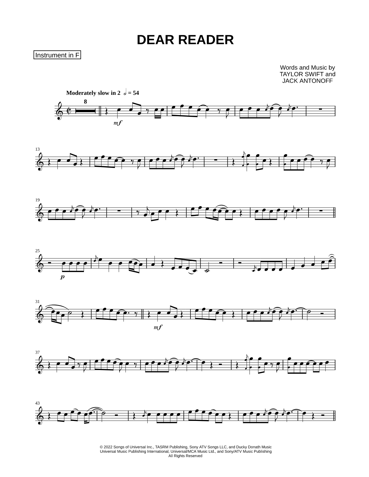 Dear Reader - F Instrument