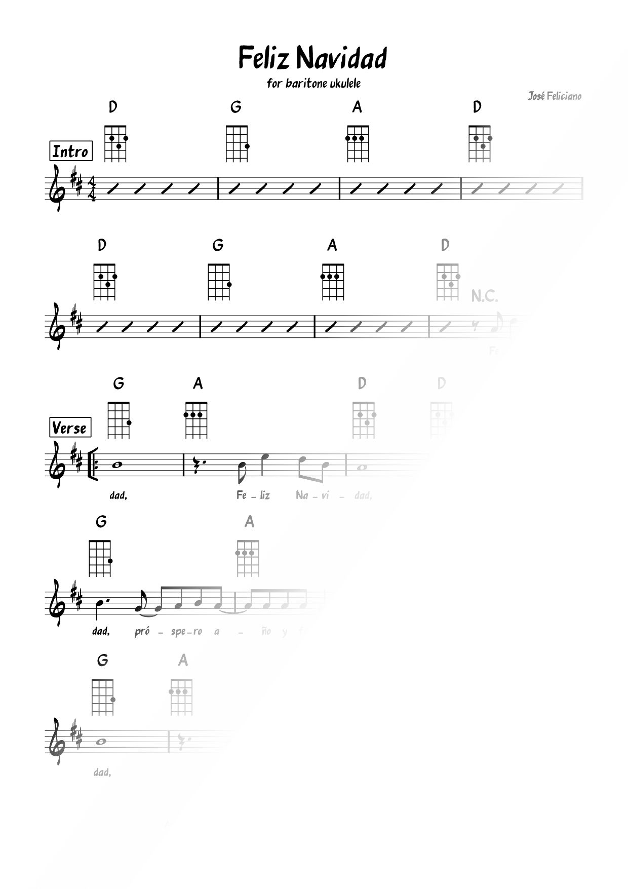 Feliz Navidad [baritone ukulele]