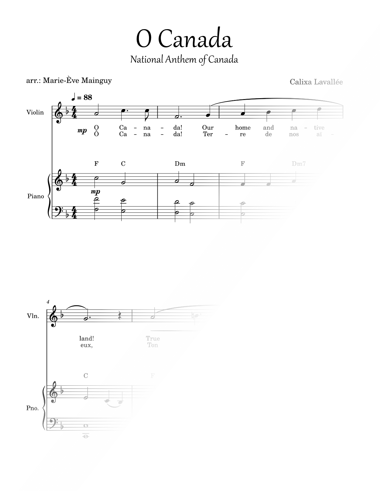 O Canada - Violin & Piano
