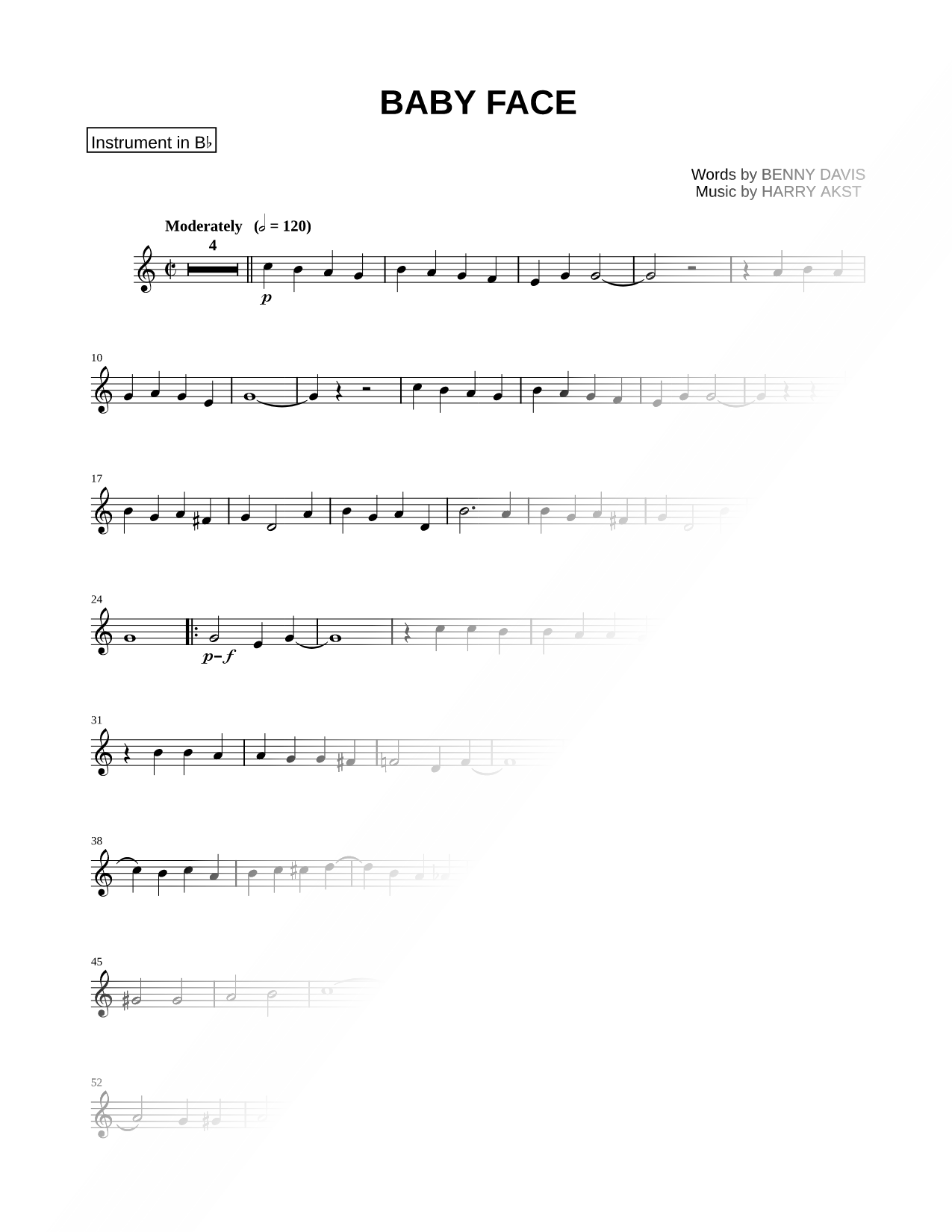Baby Face - Bb Instrument