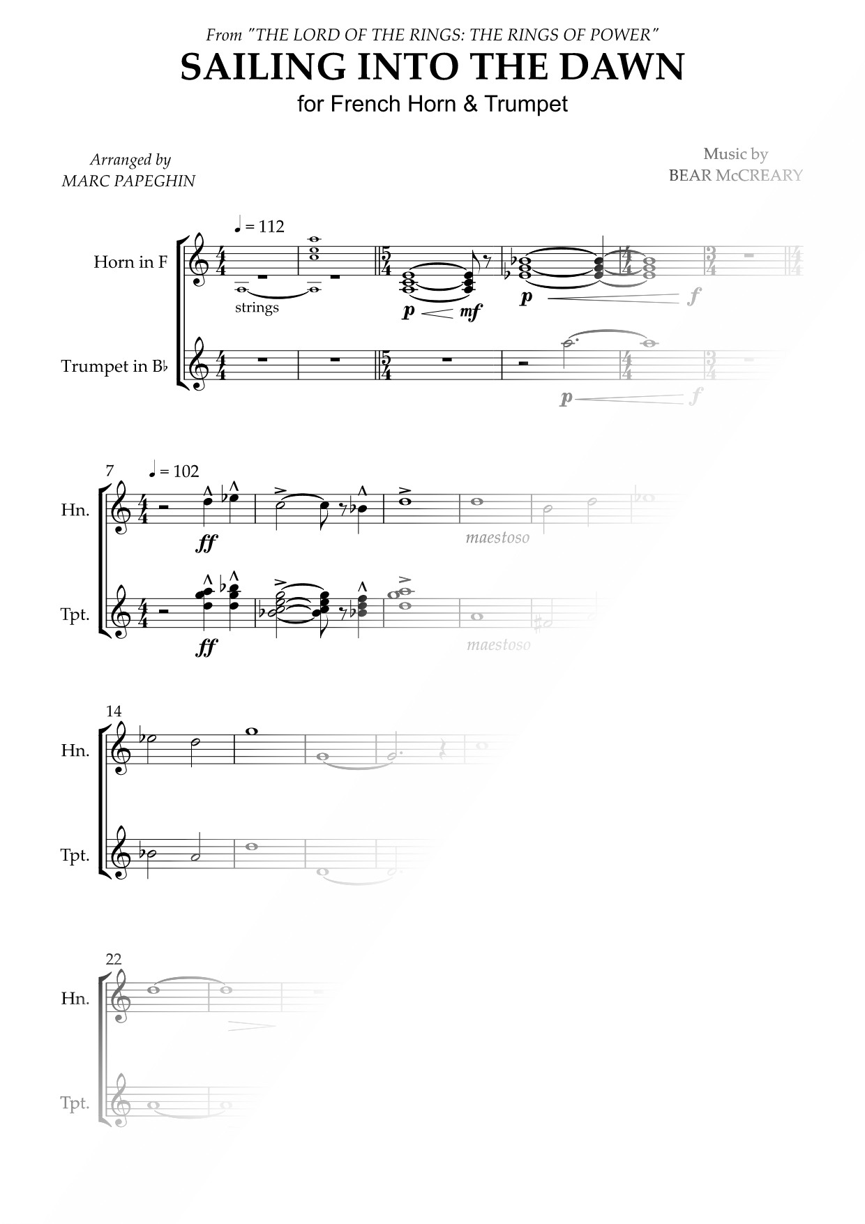 Sailing into the Dawn - French Horn & Trumpet