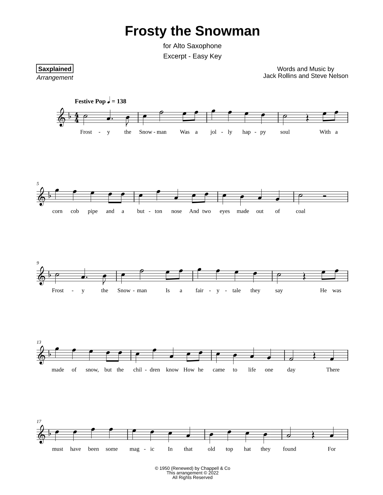 Frosty the Snowman [excerpt - easy]