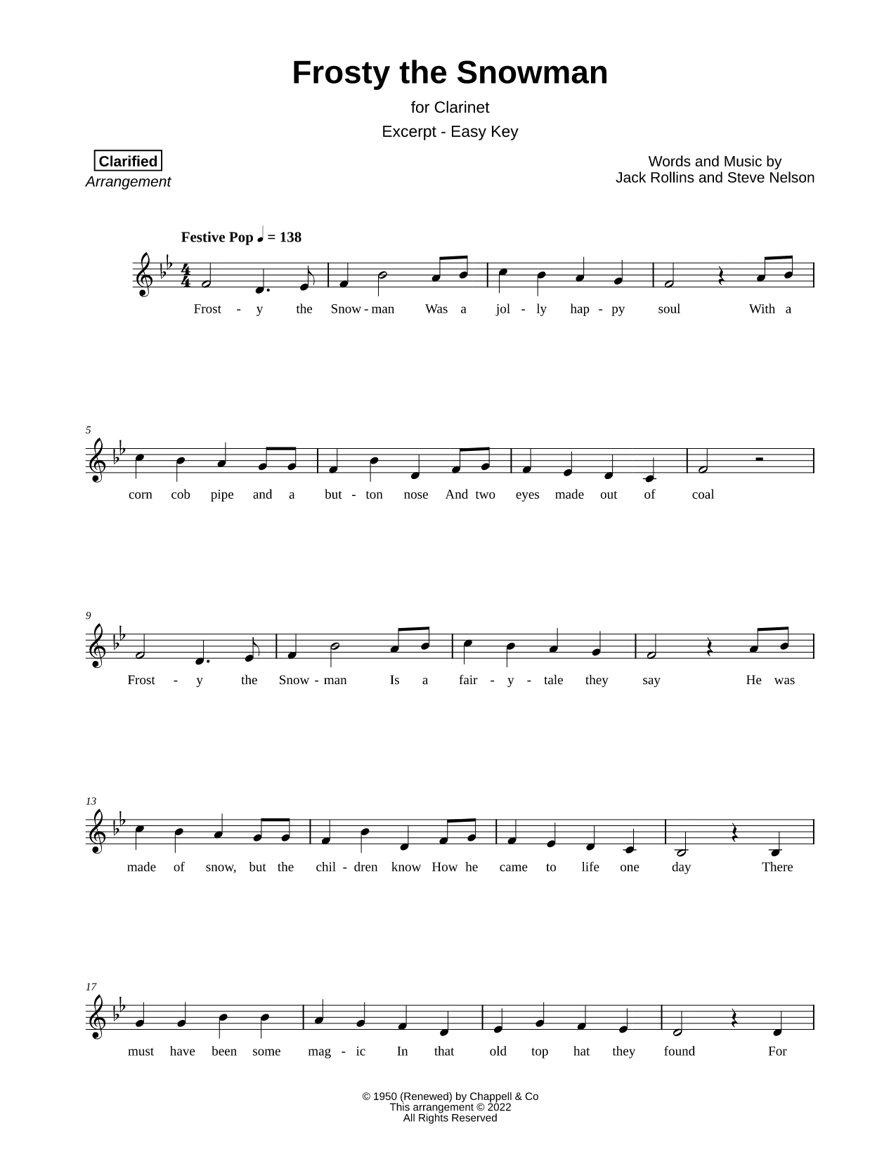 Frosty the Snowman [excerpt - easy]