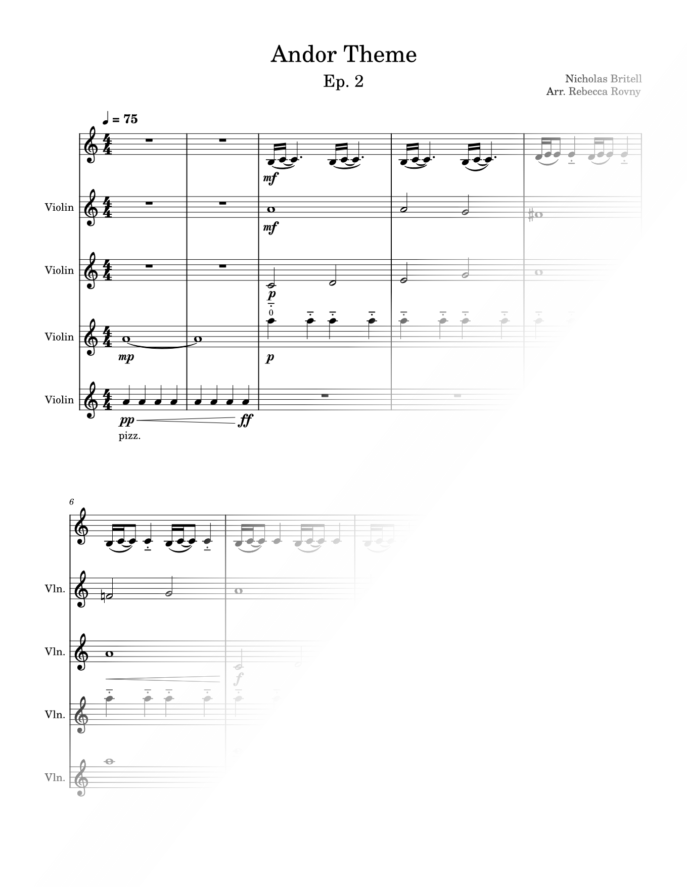 Andor (Main Title Theme) - Episode 2 - Violin Quartet