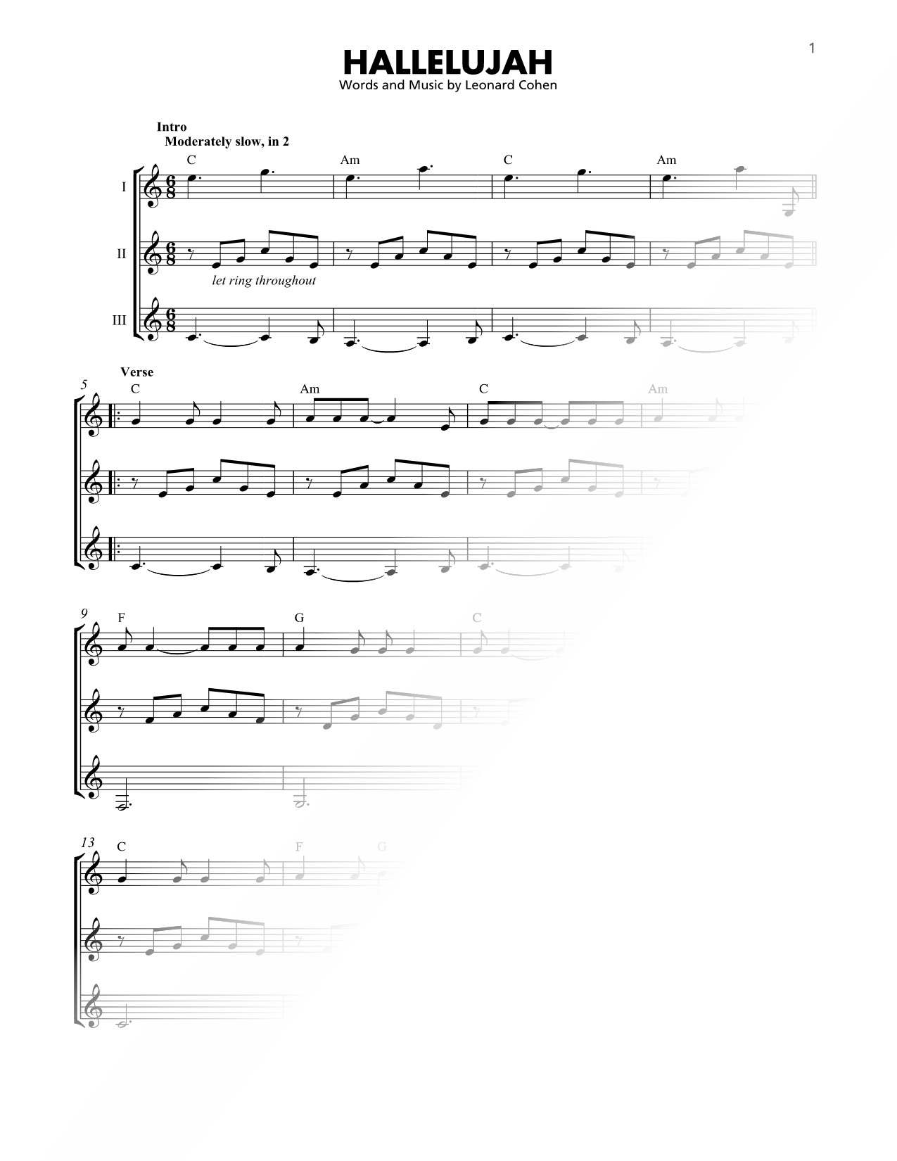 Hallelujah - Guitar Trio