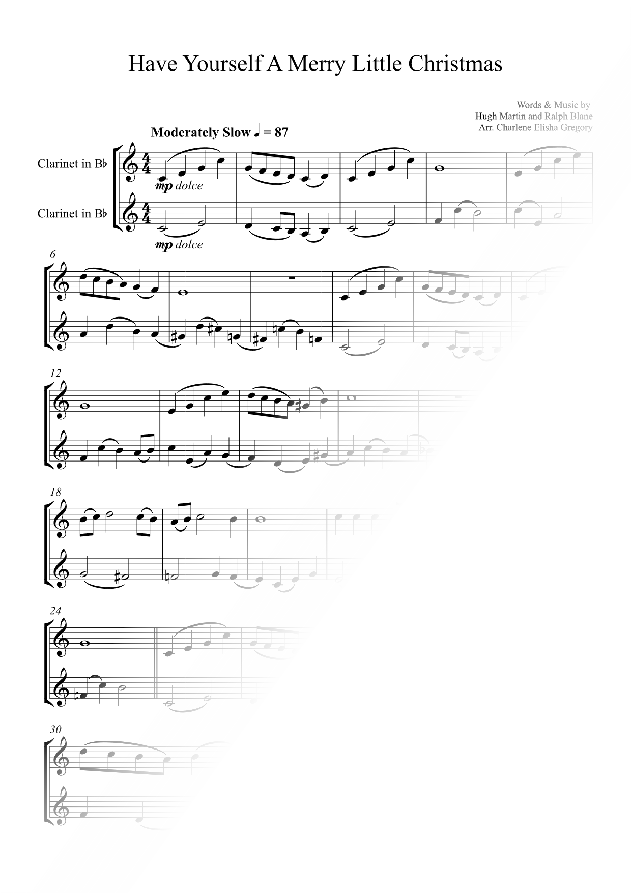 Have Yourself a Merry Little Christmas - Clarinet Duet