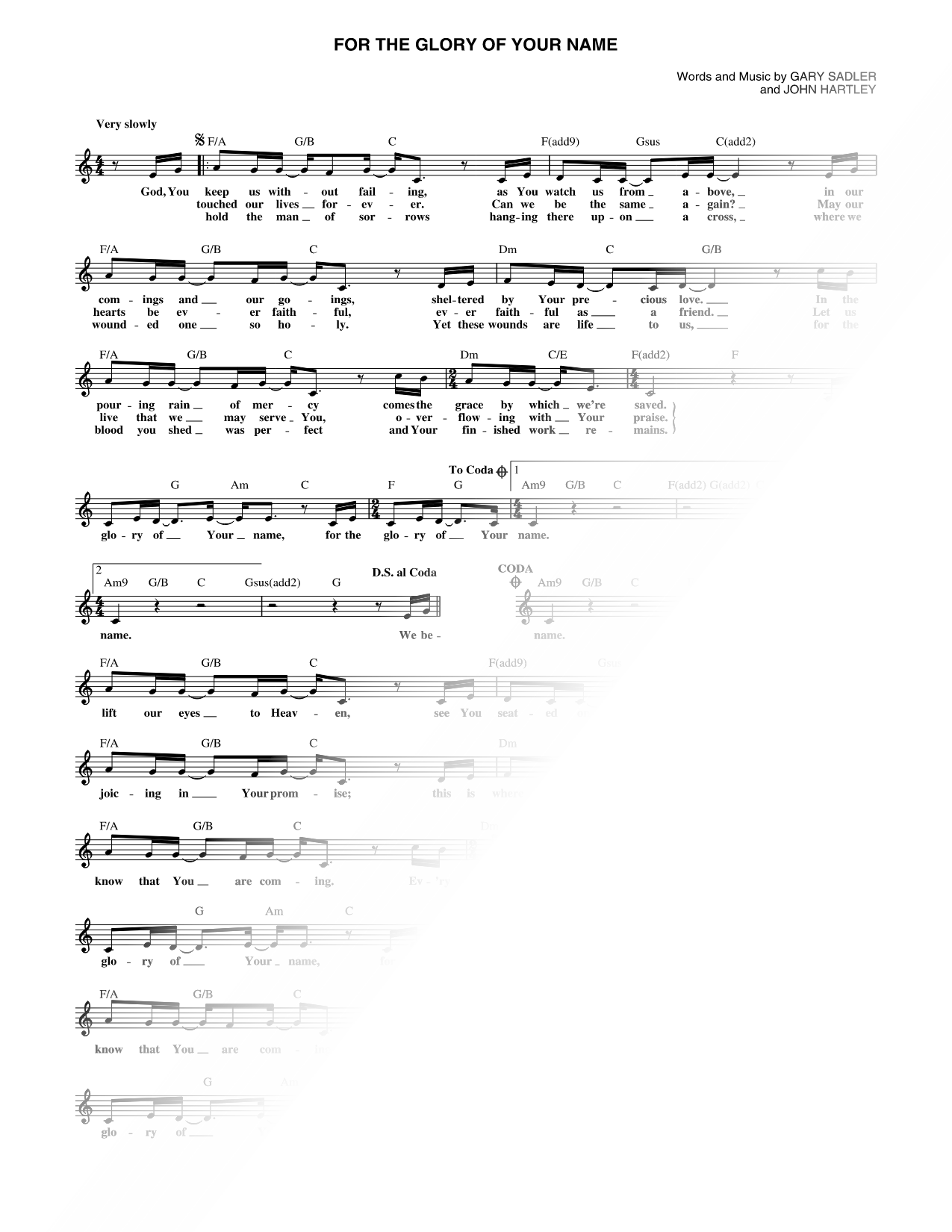 For the Glory of Your Name