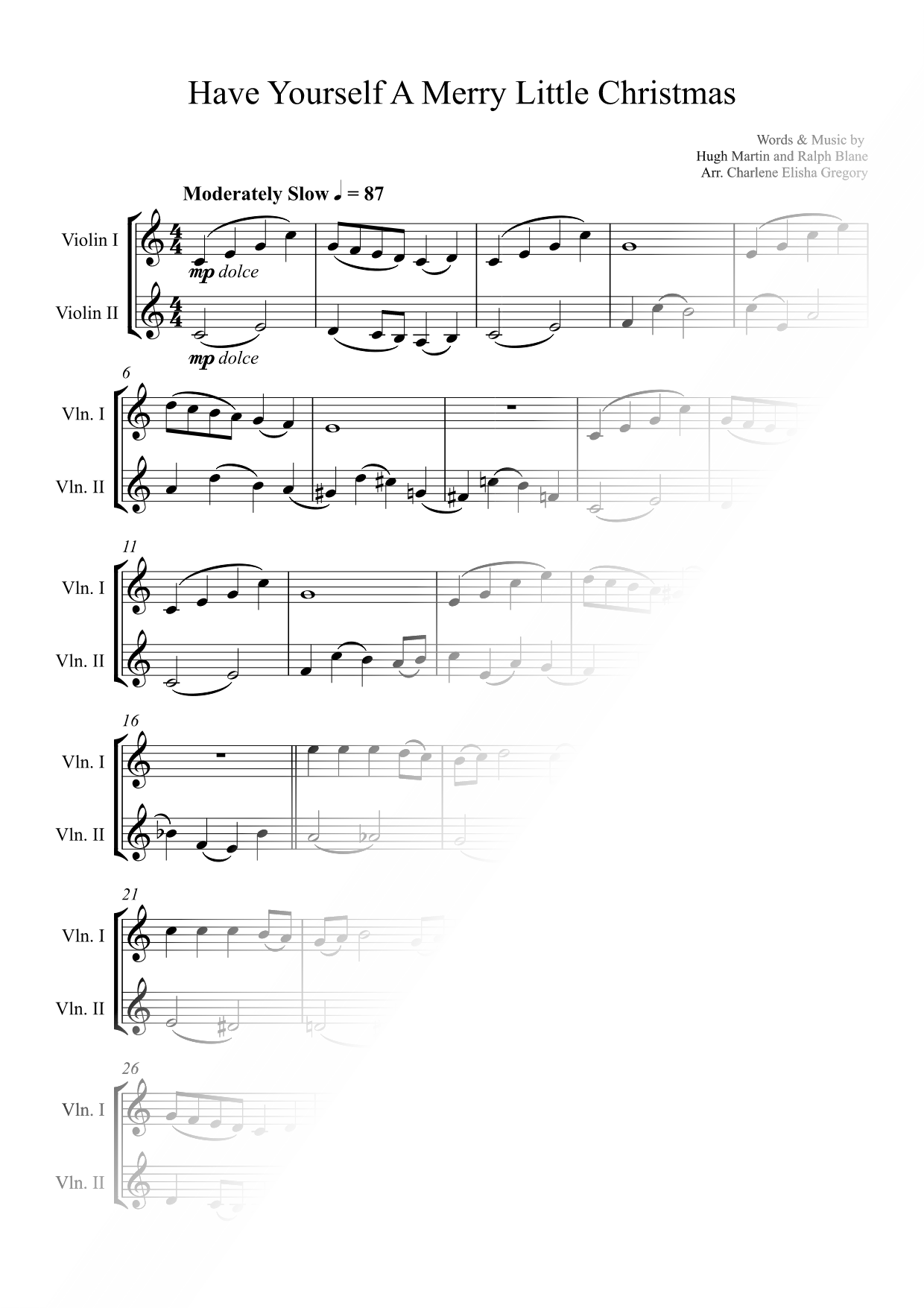 Have Yourself a Merry Little Christmas - Violin Duet