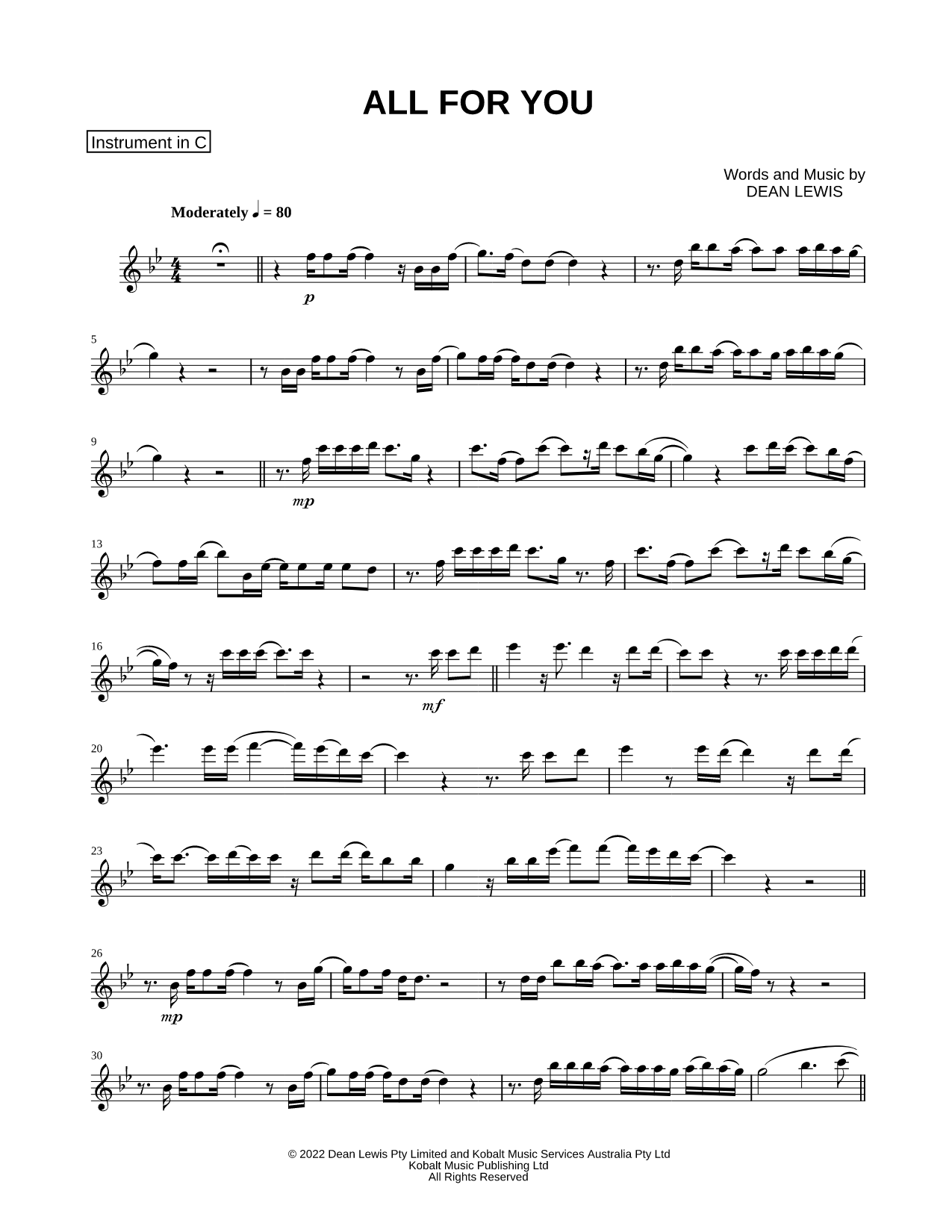 All for You - C Instrument